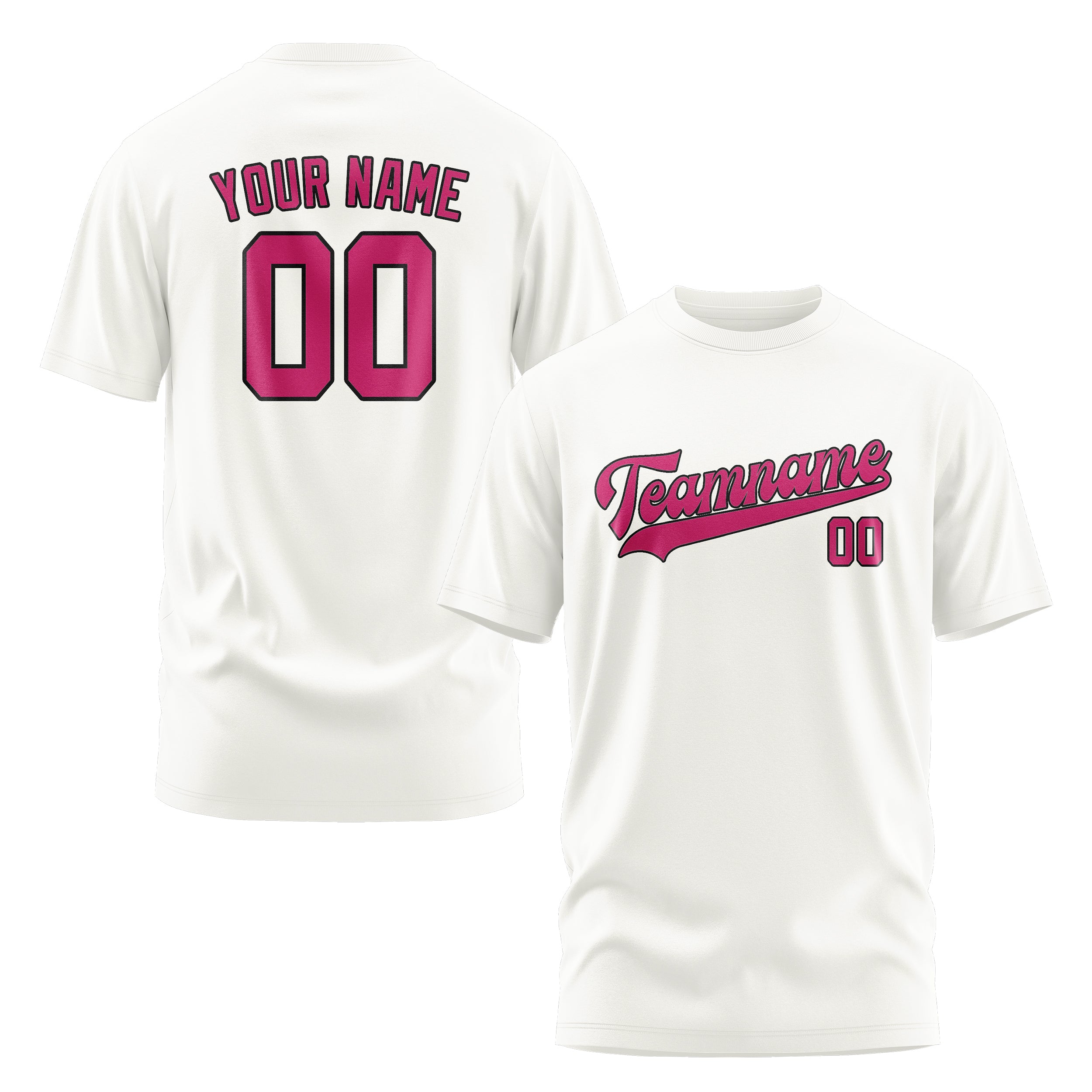 Maßgeschneidertes Weiß Rosarot T-Shirt