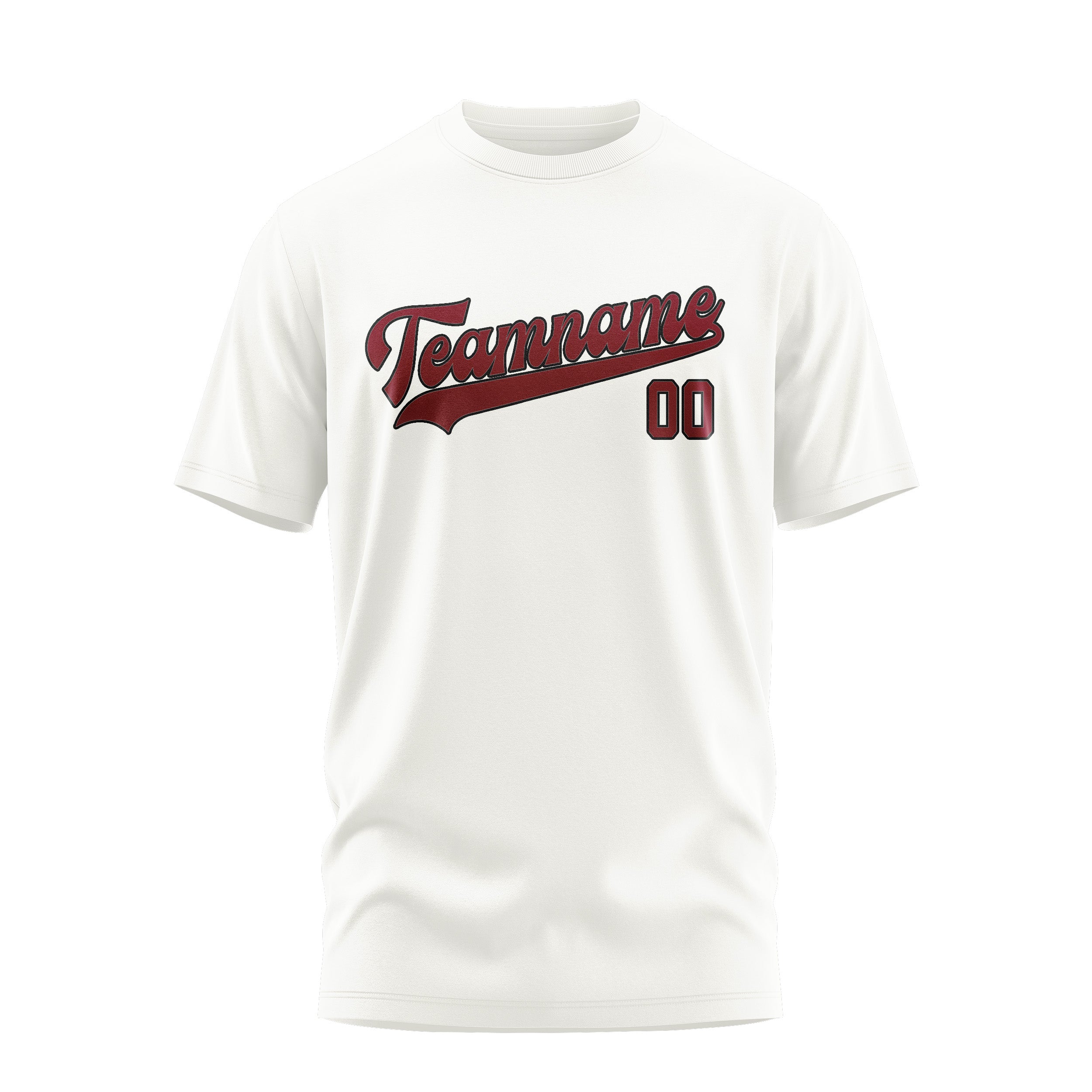 Maßgeschneidertes Weiß Karmesinrot T-Shirt