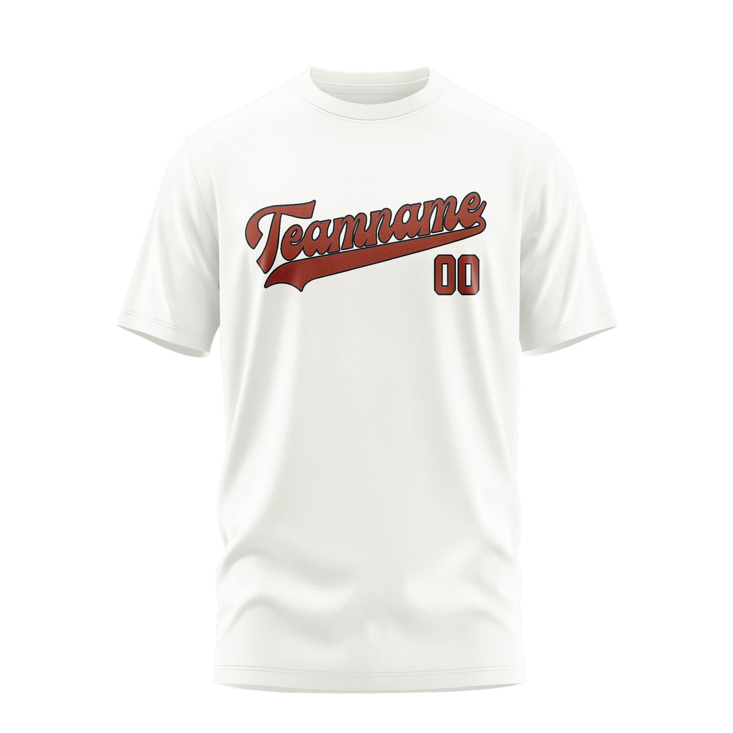 Maßgeschneidertes Weiß Korallenrot T-Shirt