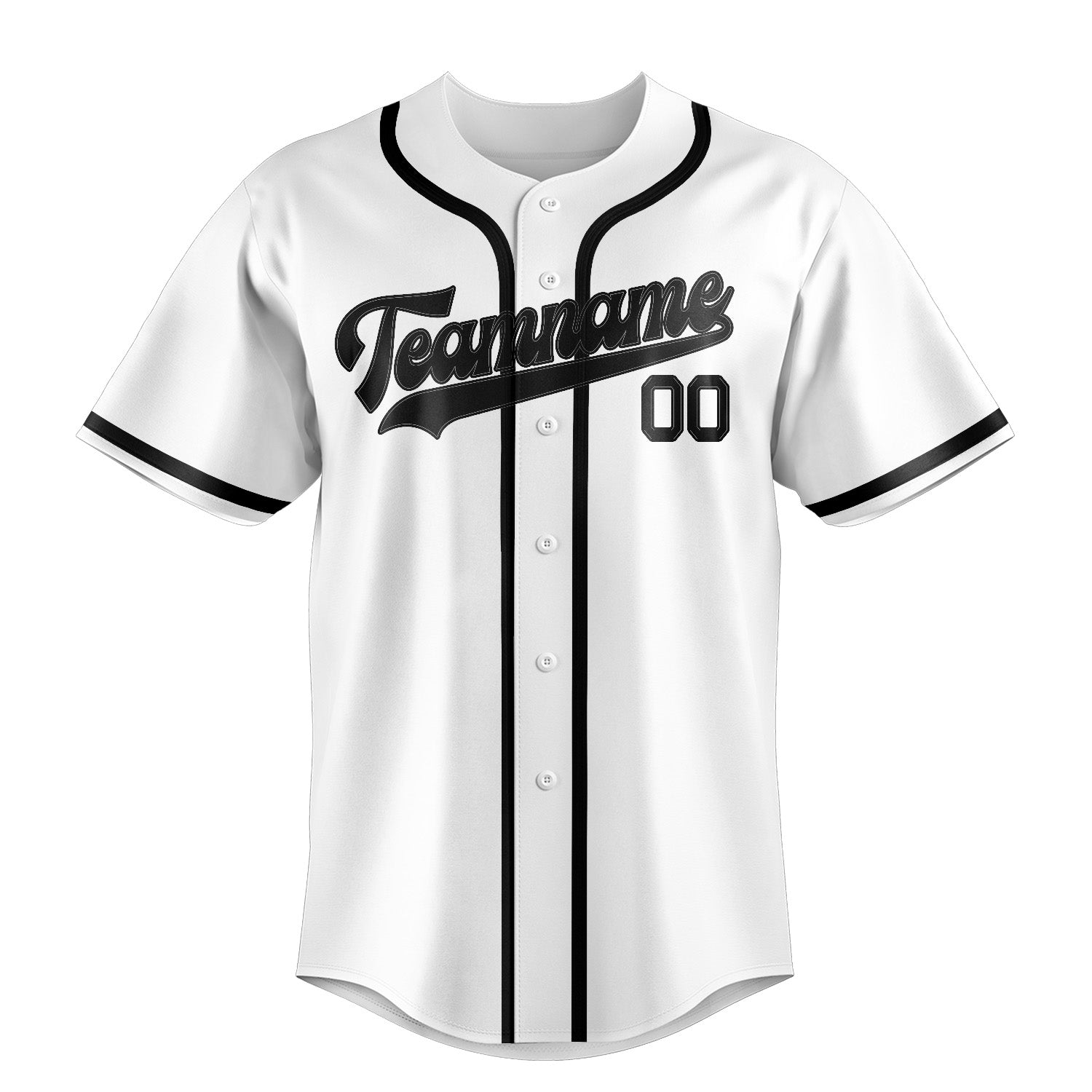 Maglia da baseball professionale bianca e nera personalizzata