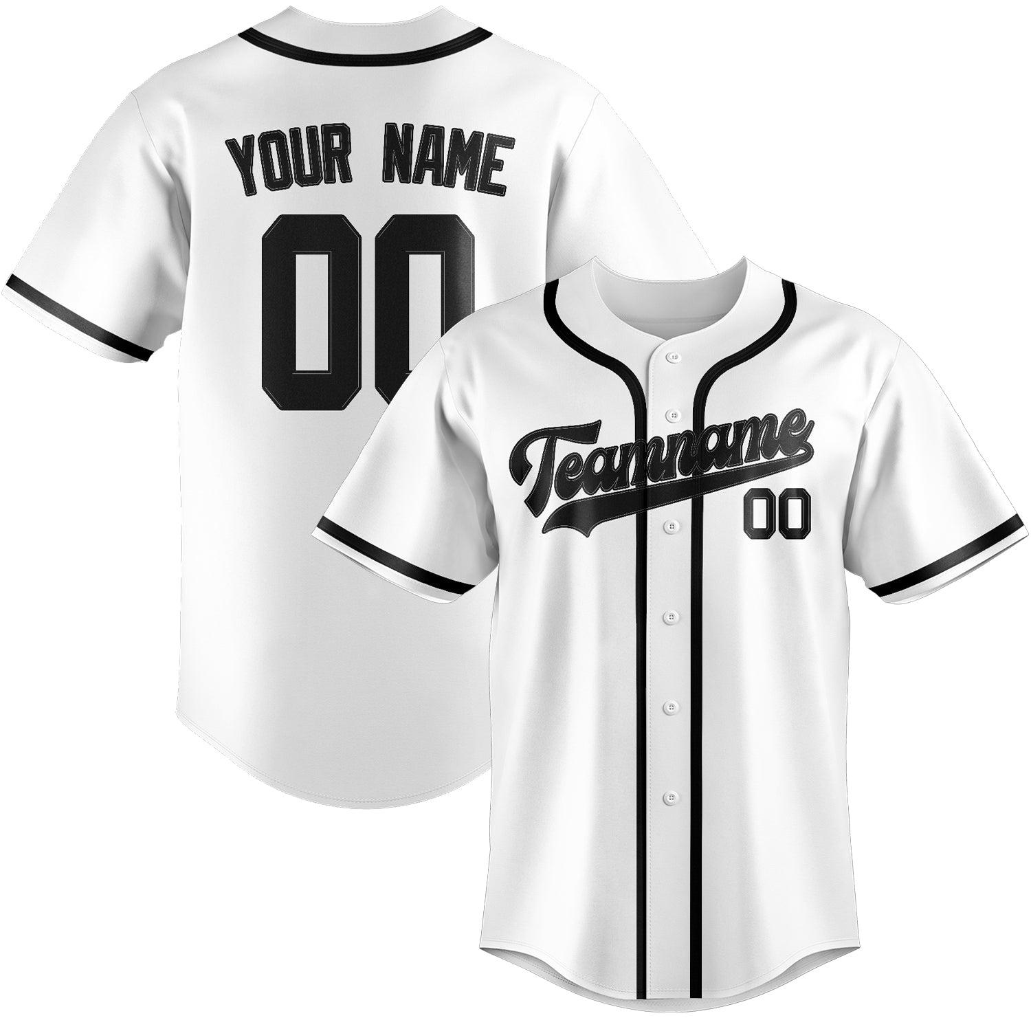 Maglia da baseball professionale bianca e nera personalizzata