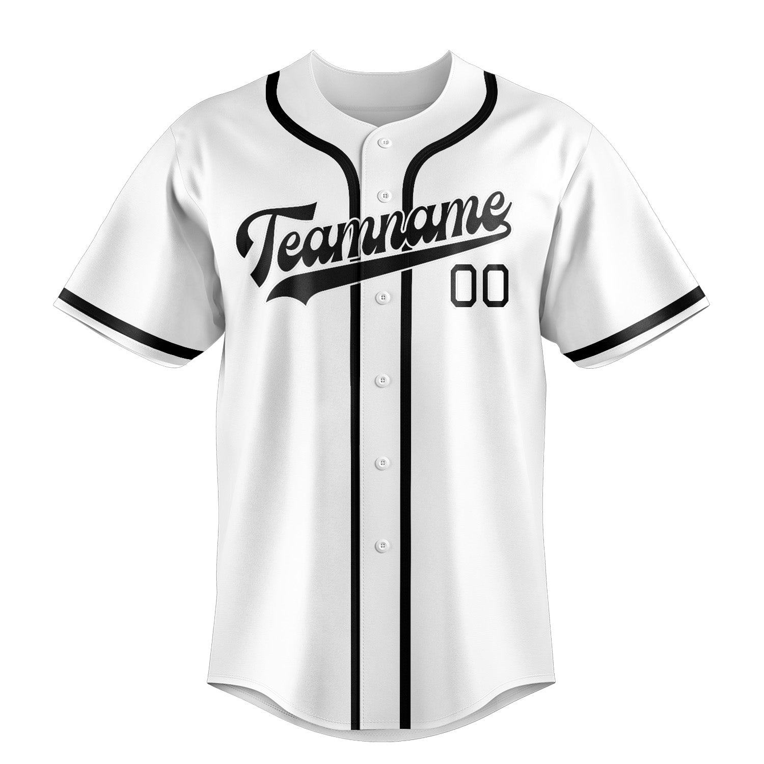 Maglia da baseball professionale bianca e nera personalizzata