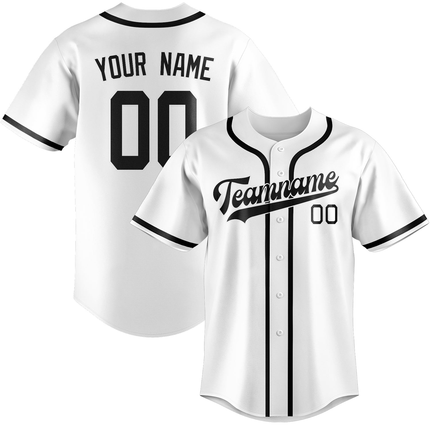 Maglia da baseball professionale bianca e nera personalizzata