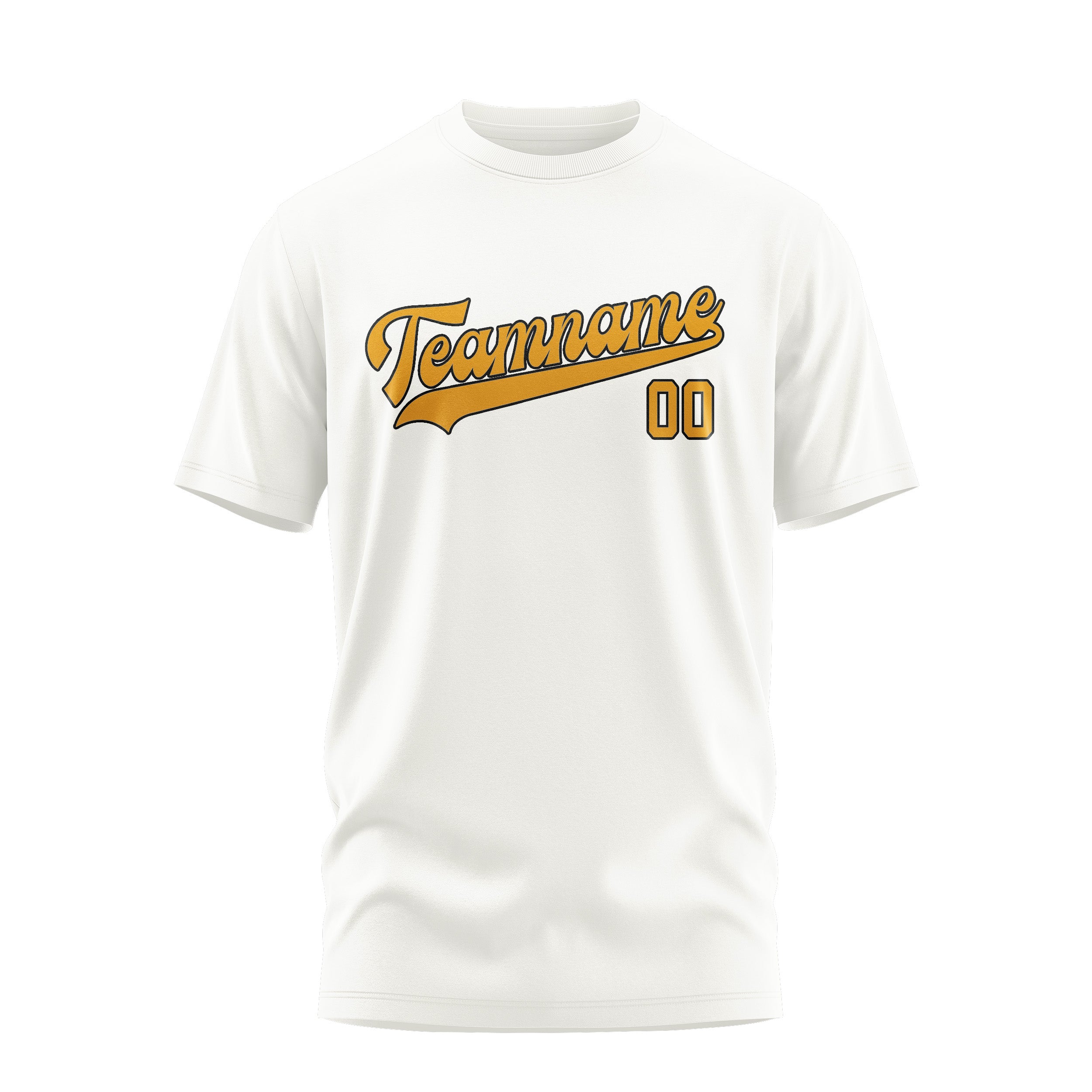 Maßgeschneidertes Weiß Gelb T-Shirt