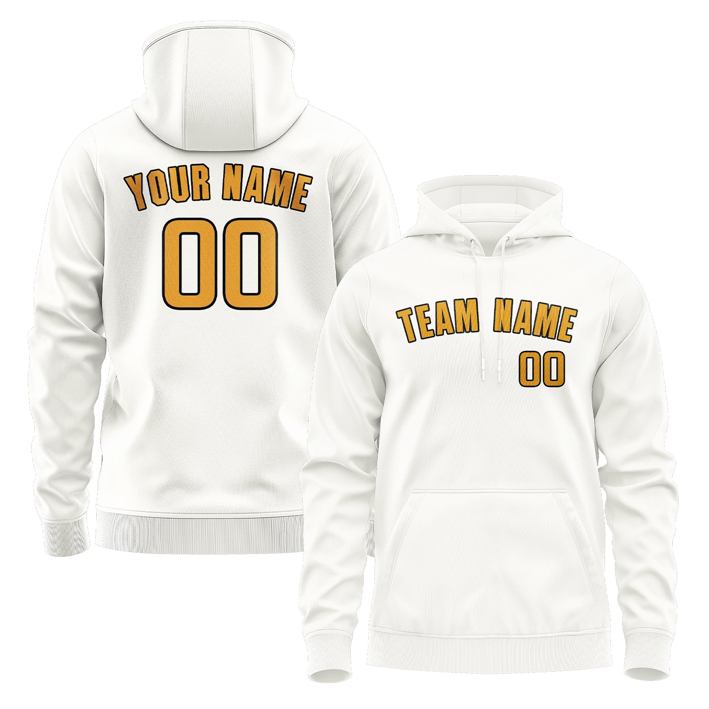 Maßgeschneidertes Weiß Gelb Hoodie