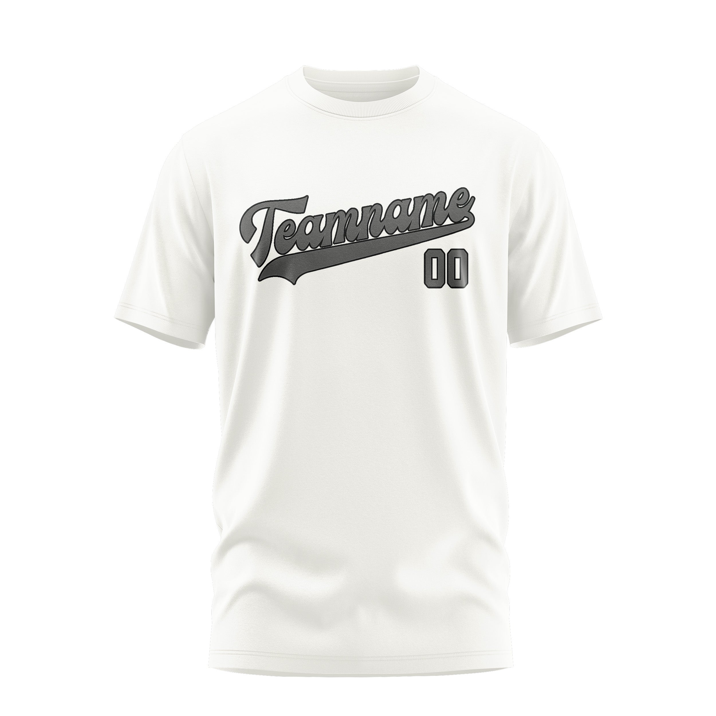Maßgeschneidertes Weiß Dunkelgrau T-Shirt