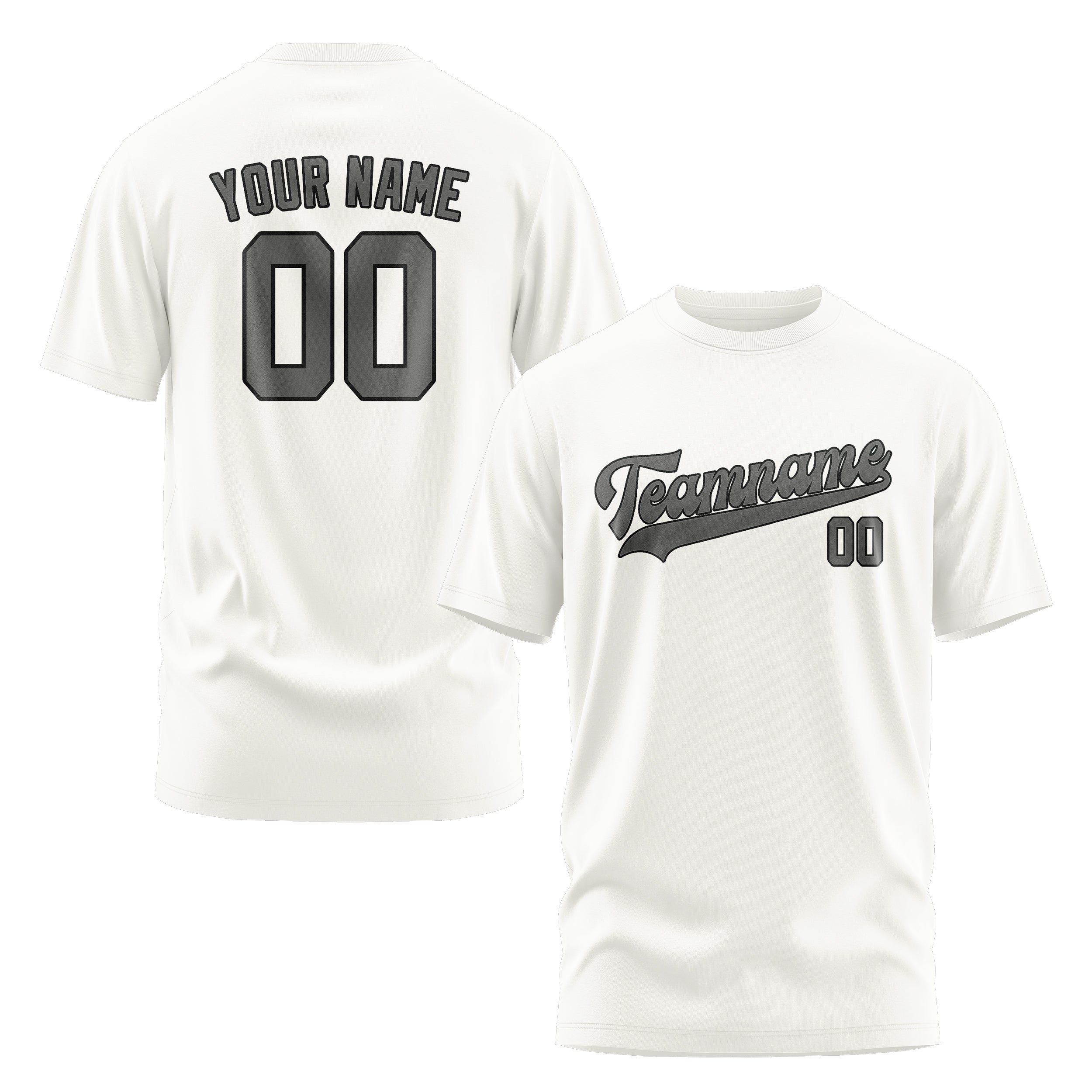 Maßgeschneidertes Weiß Dunkelgrau T-Shirt