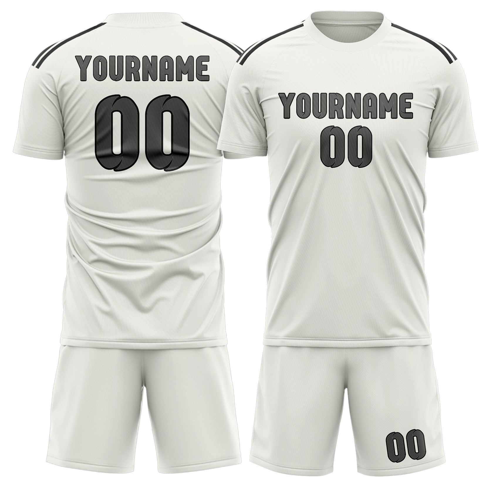 Maßgeschneidertes Professionelles Weiß Dunkelgrau Fußballtrikot-Set