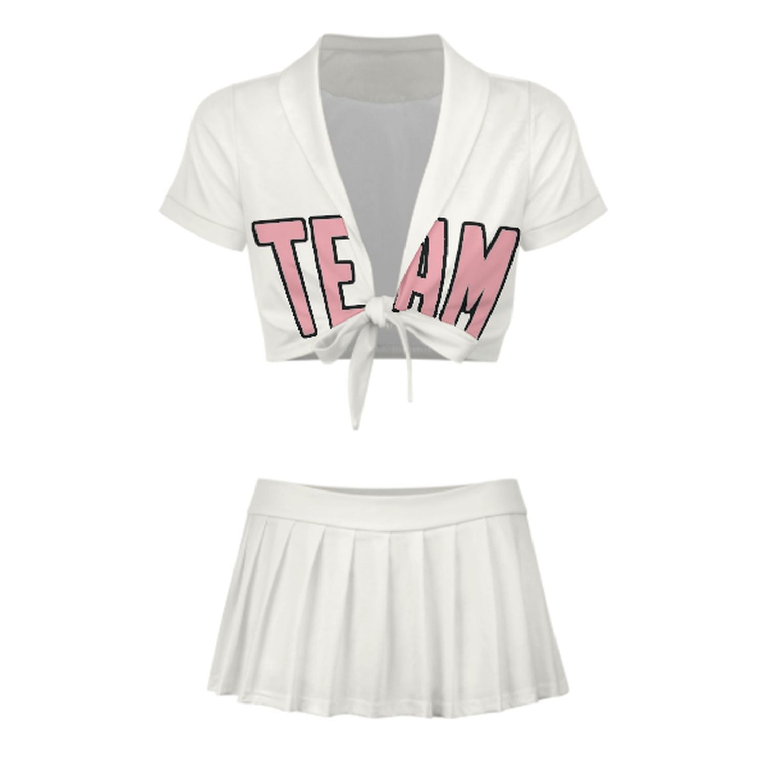Maßgeschneidertes Weiß Rosa Cheerleader Outfit Set