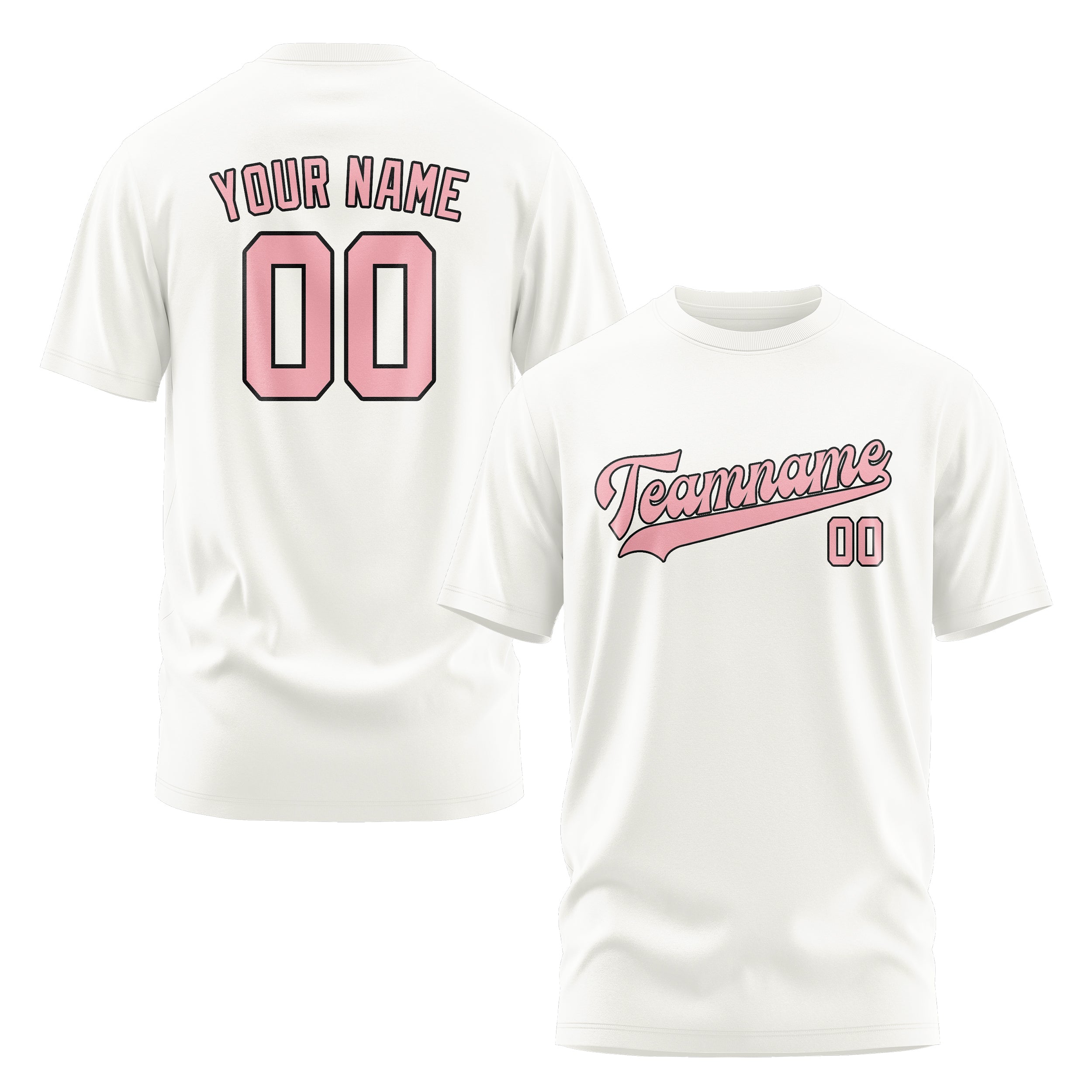 Maßgeschneidertes Weiß Rosa T-Shirt