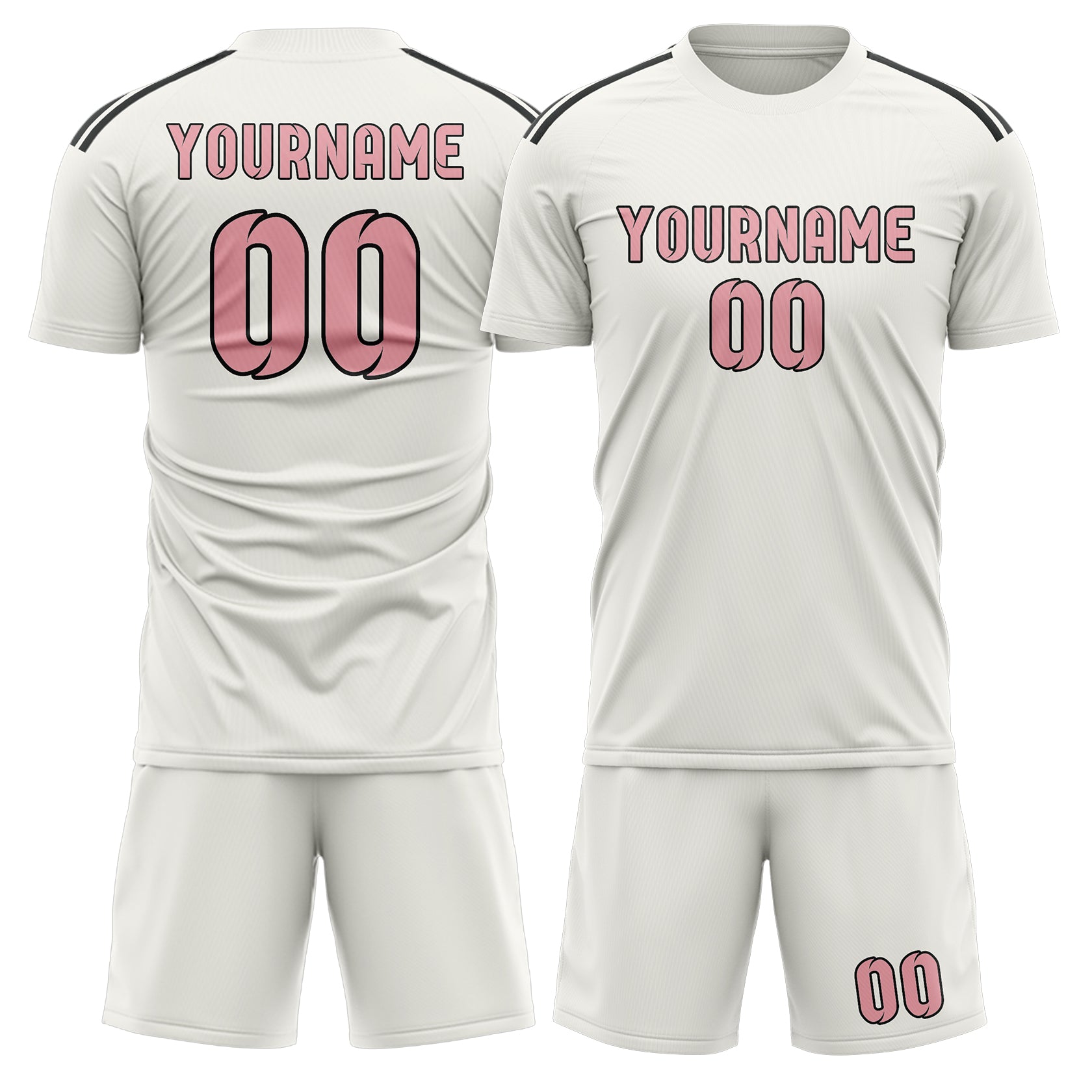 Maßgeschneidertes Professionelles Weiß Rosa Fußballtrikot-Set