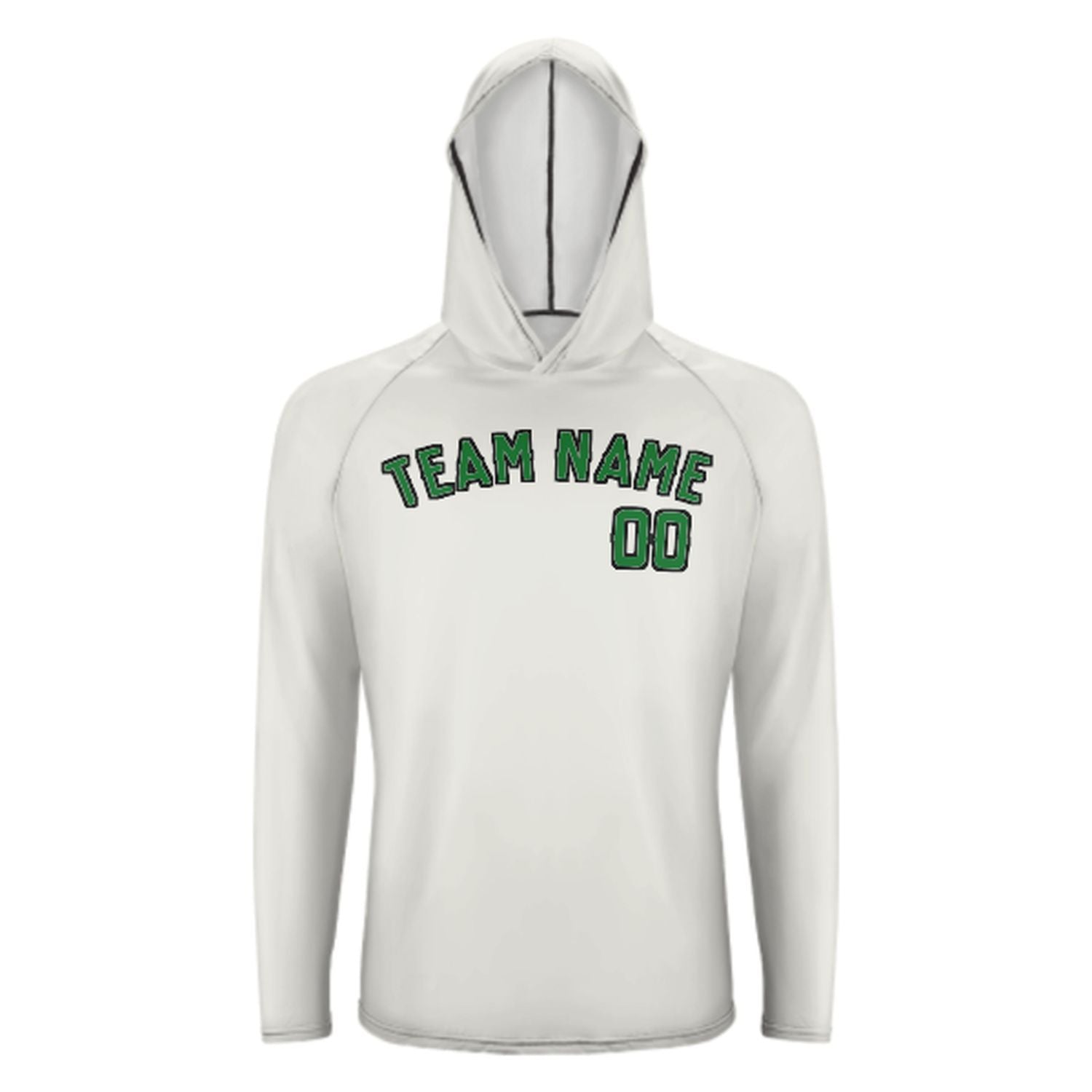 Maßgeschneidertes Weiß Smaragdgrün UV-Hoodie