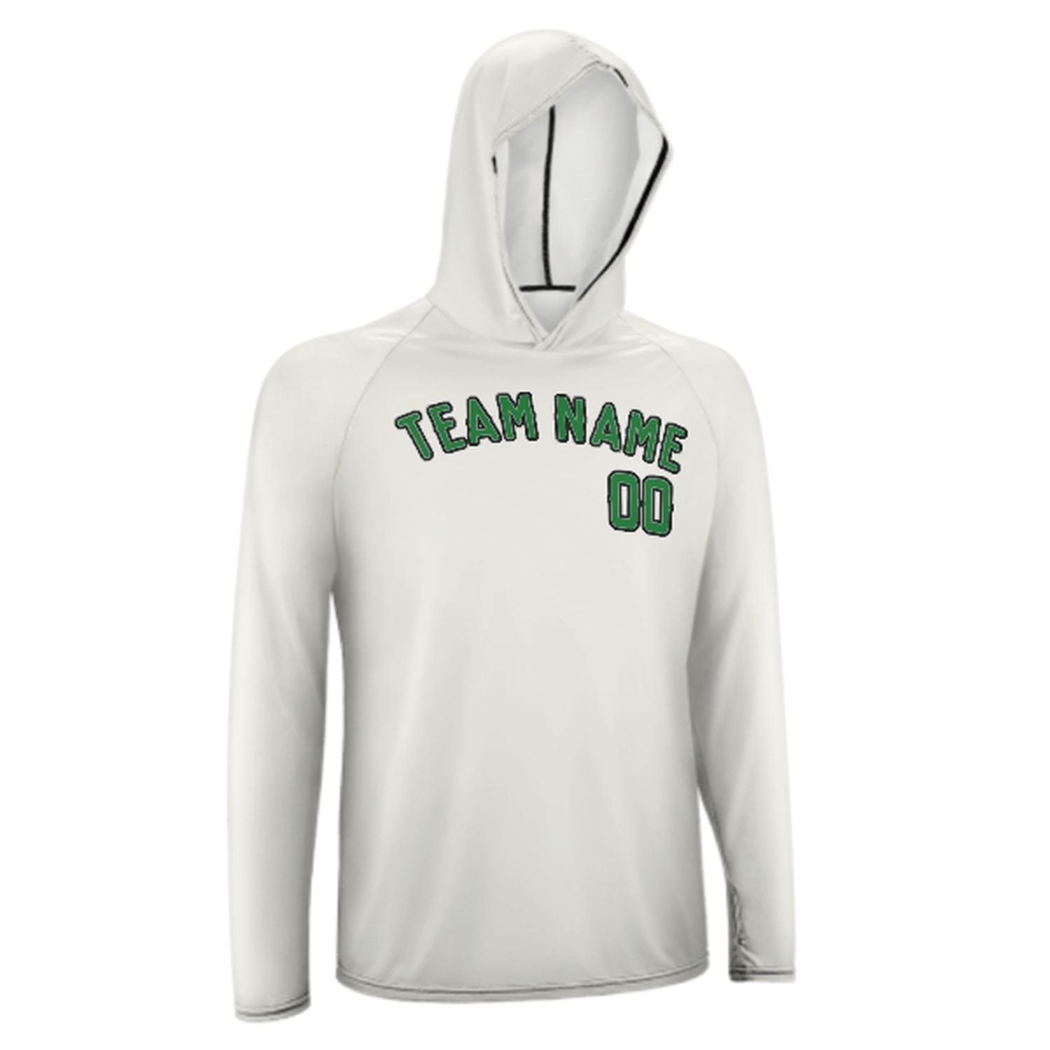 Maßgeschneidertes Weiß Smaragdgrün UV-Hoodie