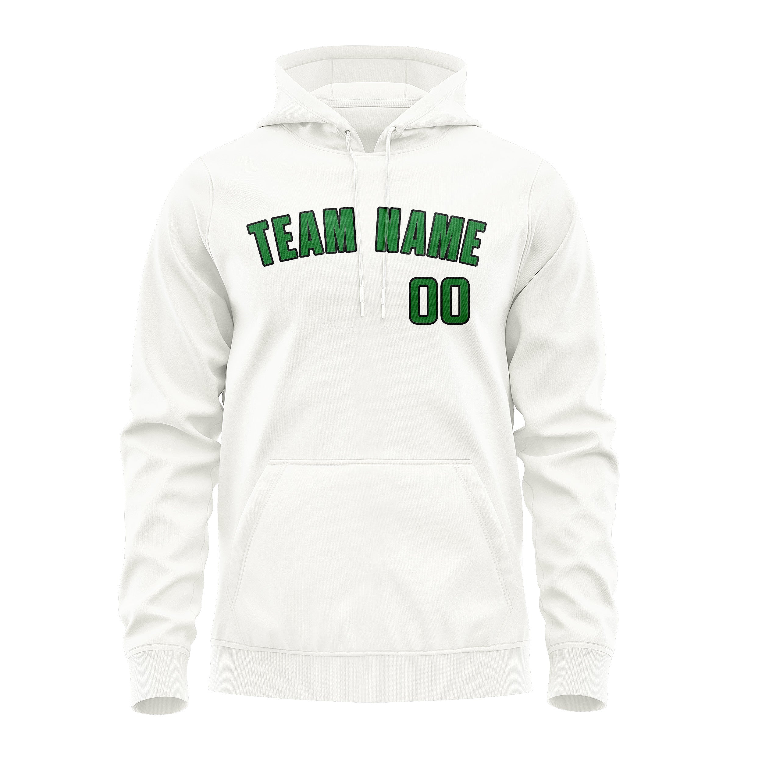 Maßgeschneidertes Weiß Smaragdgrün Hoodie