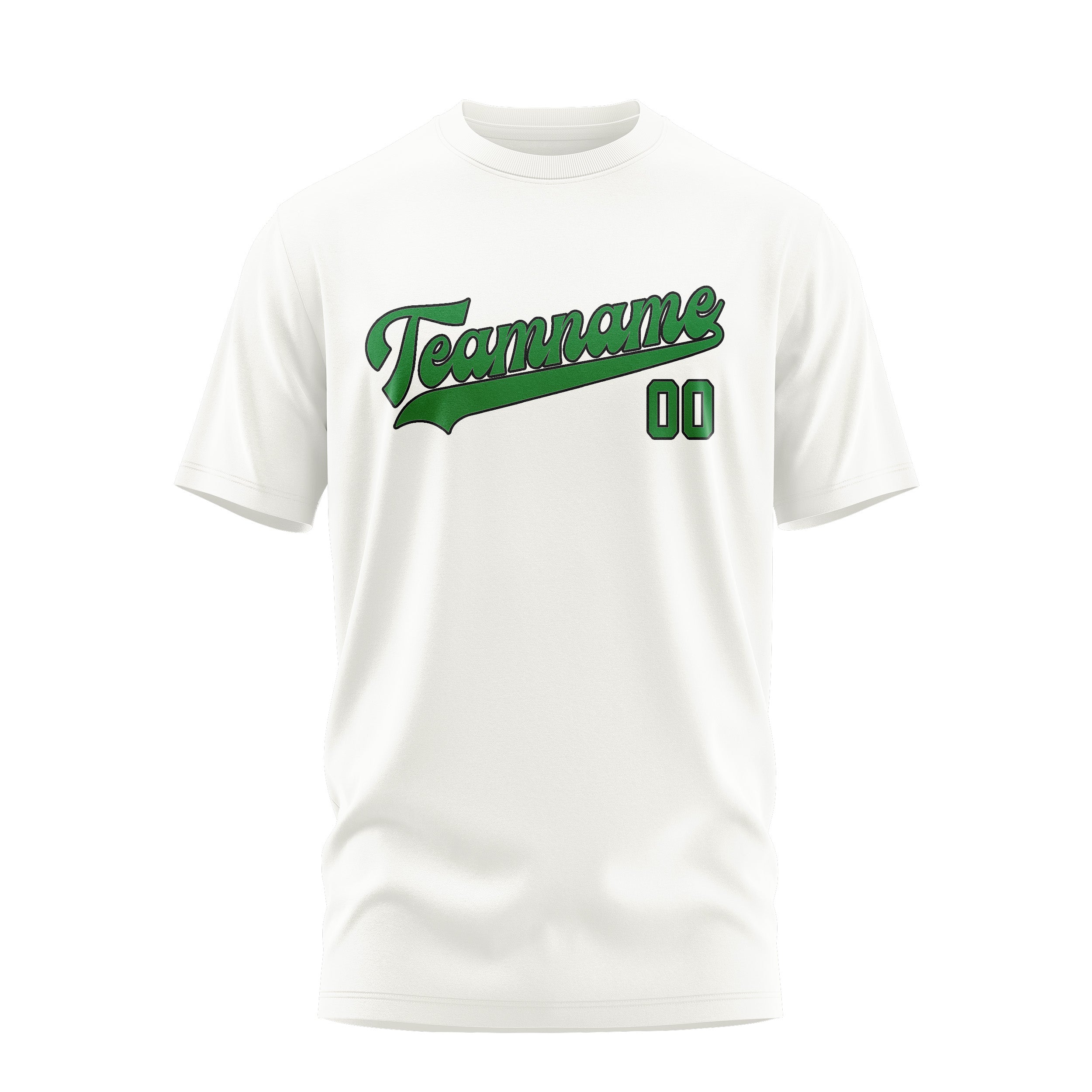 Maßgeschneidertes Weiß Smaragdgrün T-Shirt