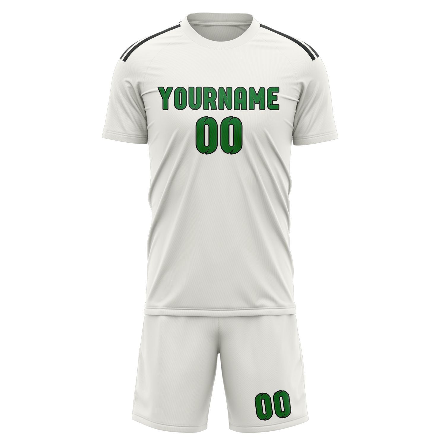 Maßgeschneidertes Professionelles Weiß Smaragdgrün Fußballtrikot-Set