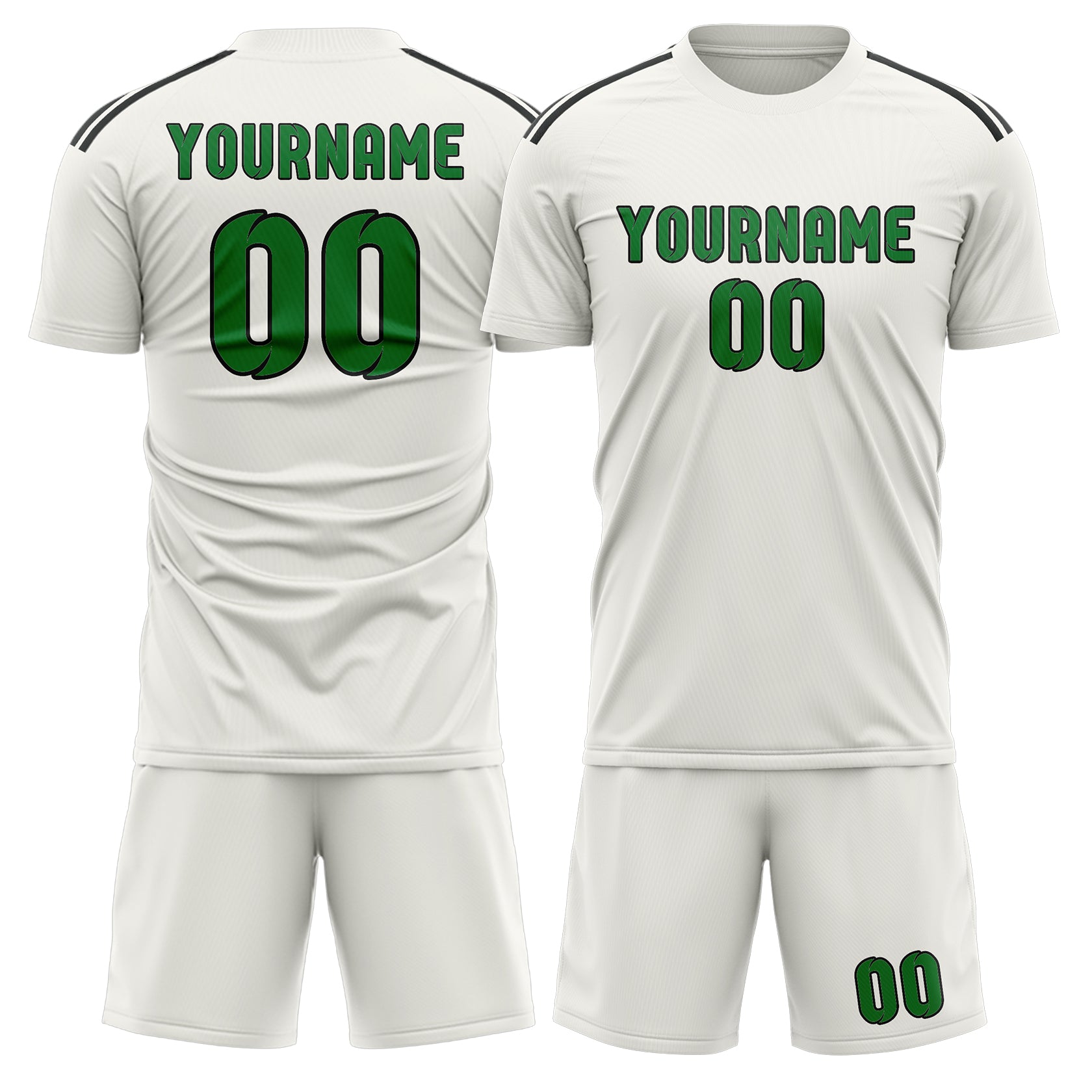 Maßgeschneidertes Professionelles Weiß Smaragdgrün Fußballtrikot-Set
