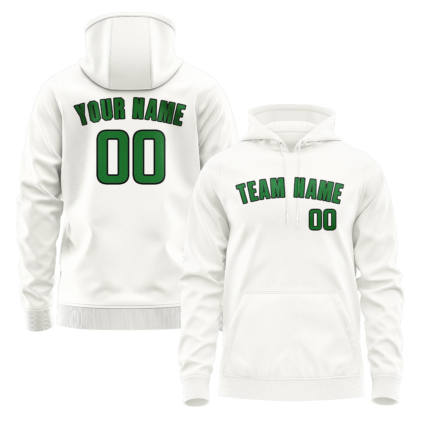 Maßgeschneidertes Weiß Smaragdgrün Hoodie