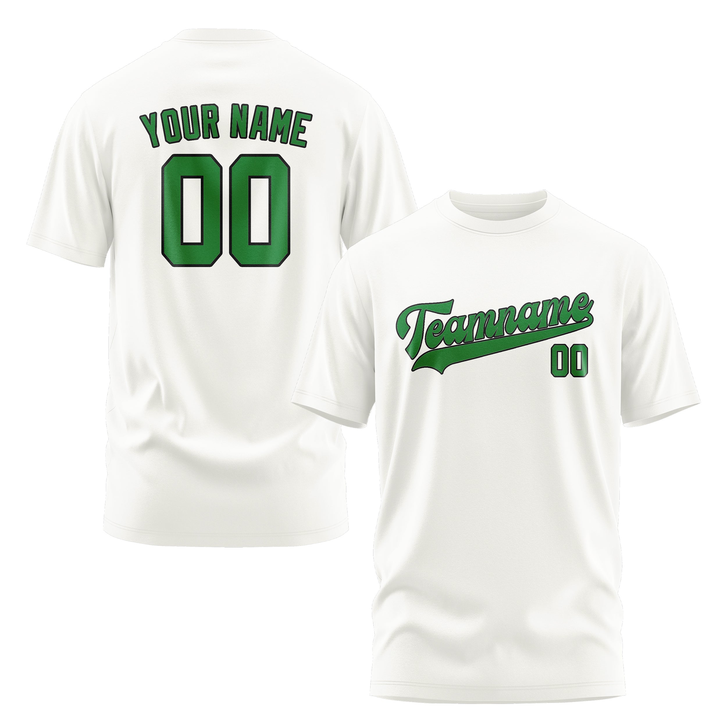 Maßgeschneidertes Weiß Smaragdgrün T-Shirt