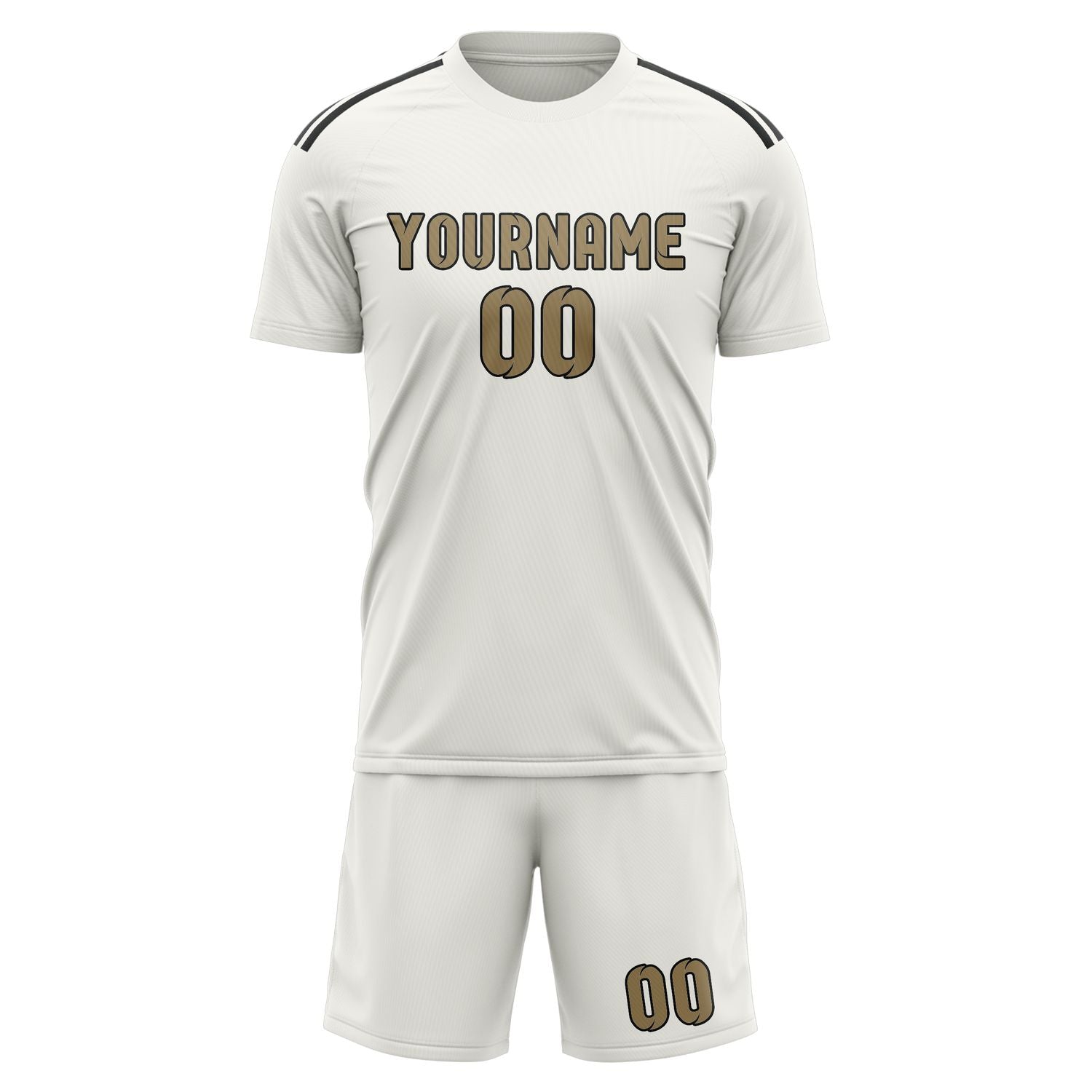 Maßgeschneidertes Professionelles Weiß Hellkhaki Fußballtrikot-Set