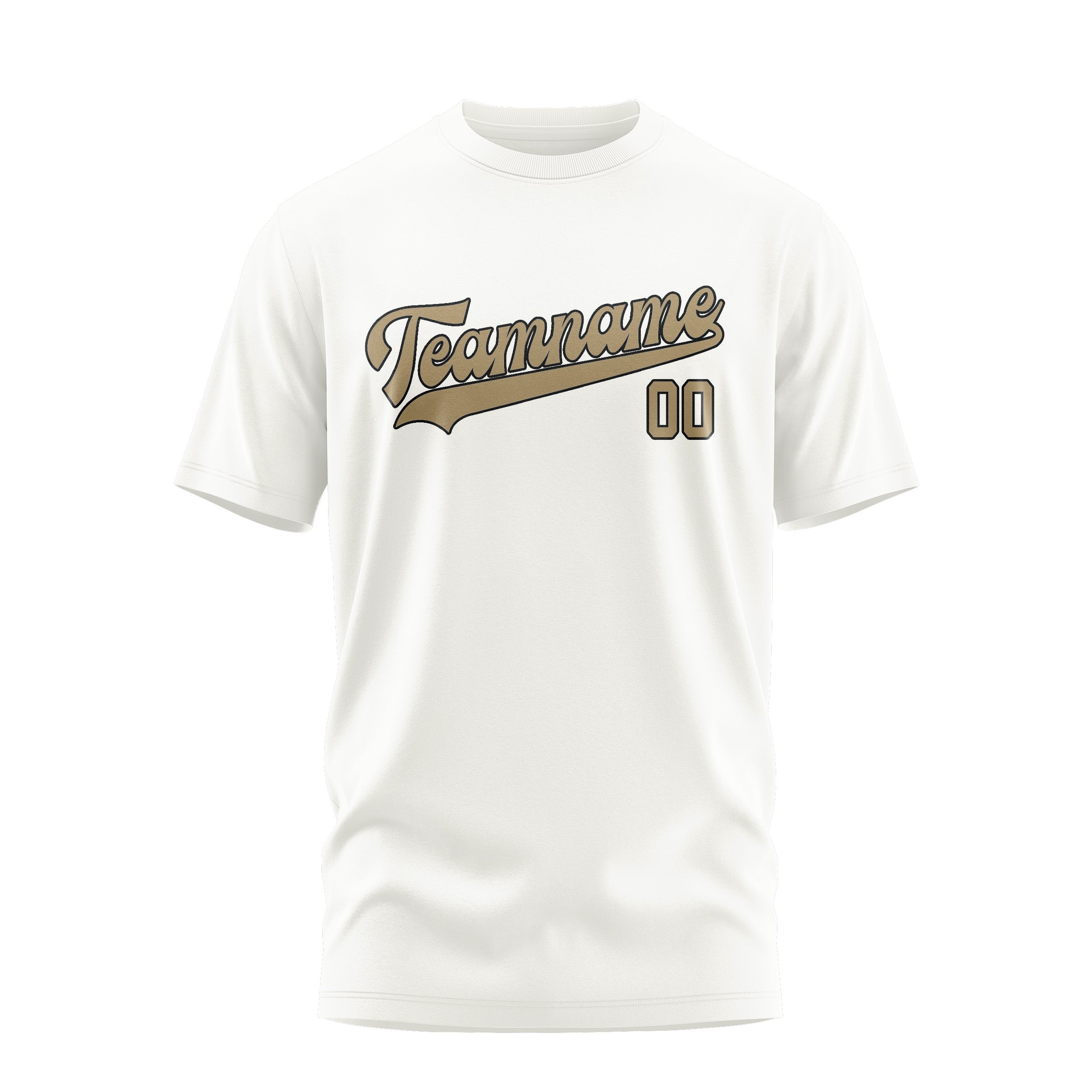 Maßgeschneidertes Weiß Hellkhaki T-Shirt