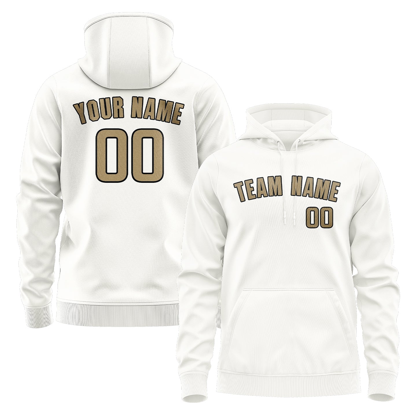 Maßgeschneidertes Weiß Hellkhaki Hoodie