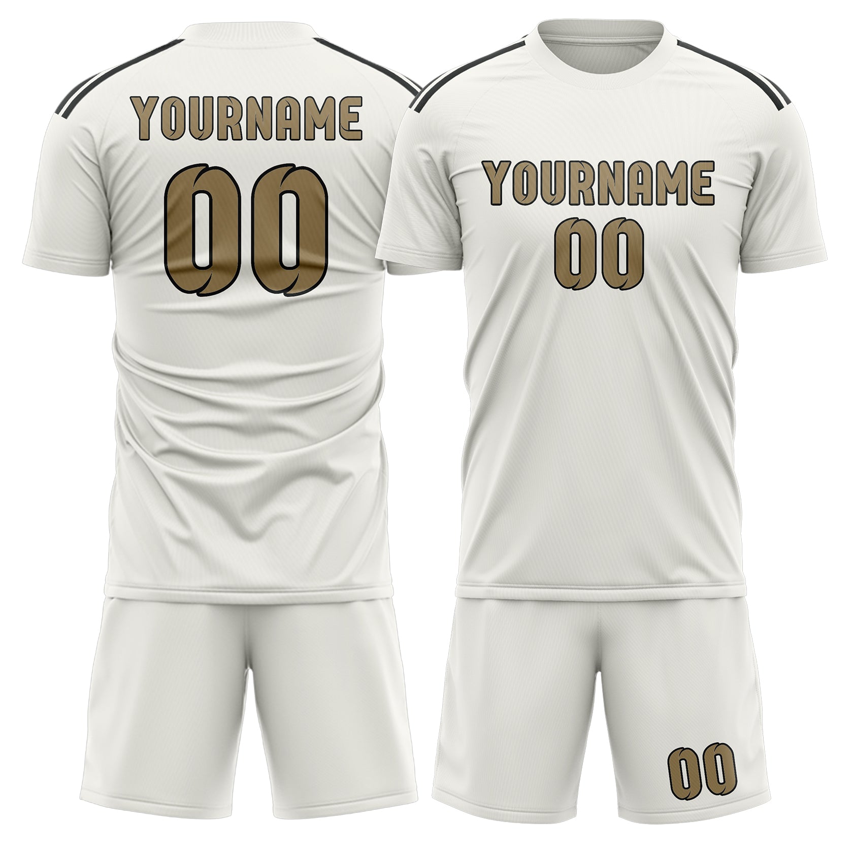 Maßgeschneidertes Professionelles Weiß Hellkhaki Fußballtrikot-Set