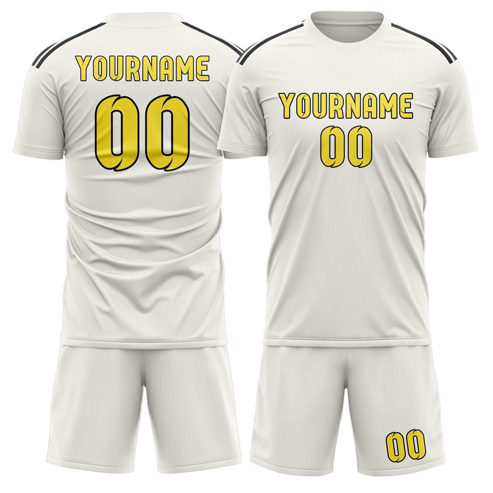 Maßgeschneidertes Professionelles Weiß Blassgelb Fußballtrikot-Set