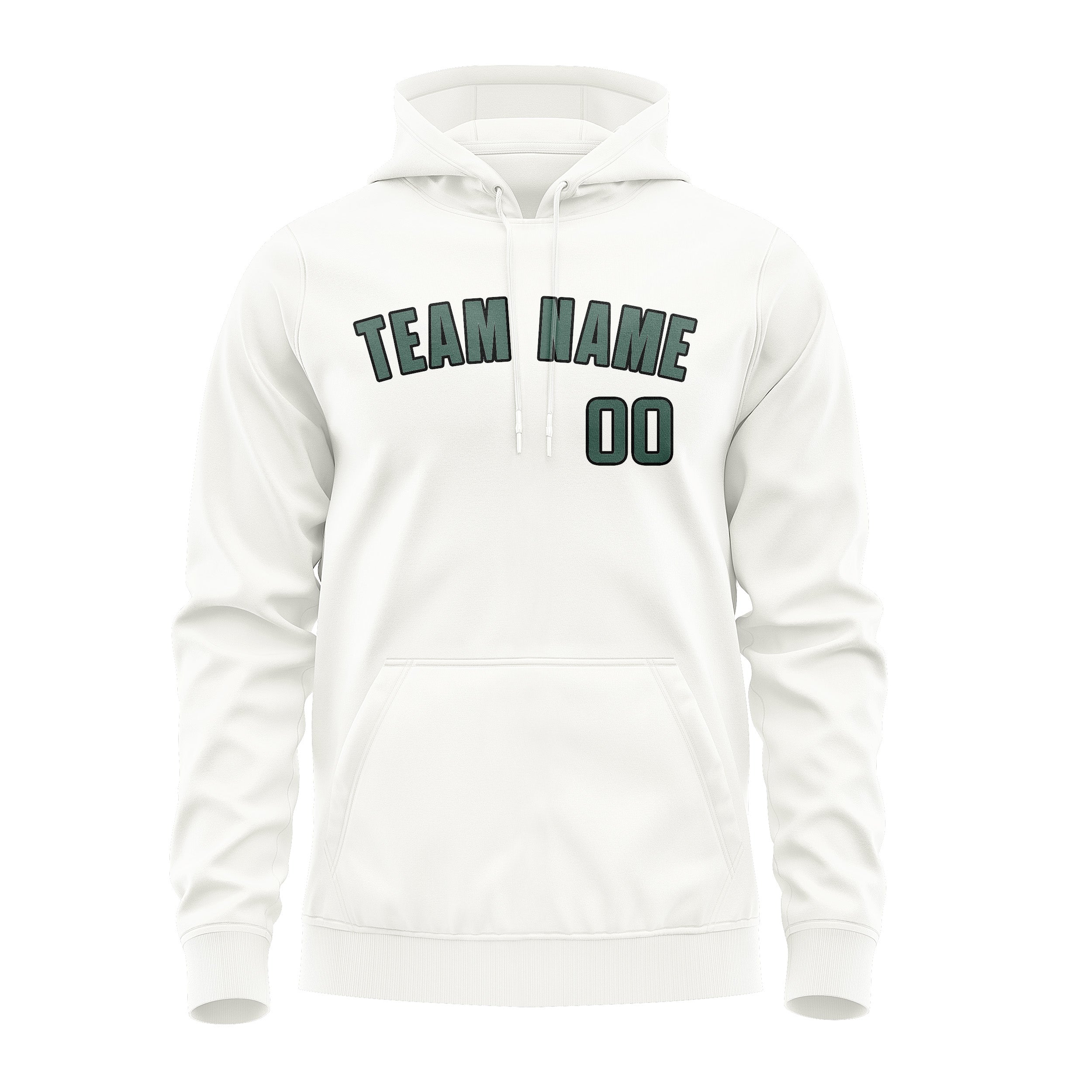 Maßgeschneidertes Weiß Blaugrün Hoodie