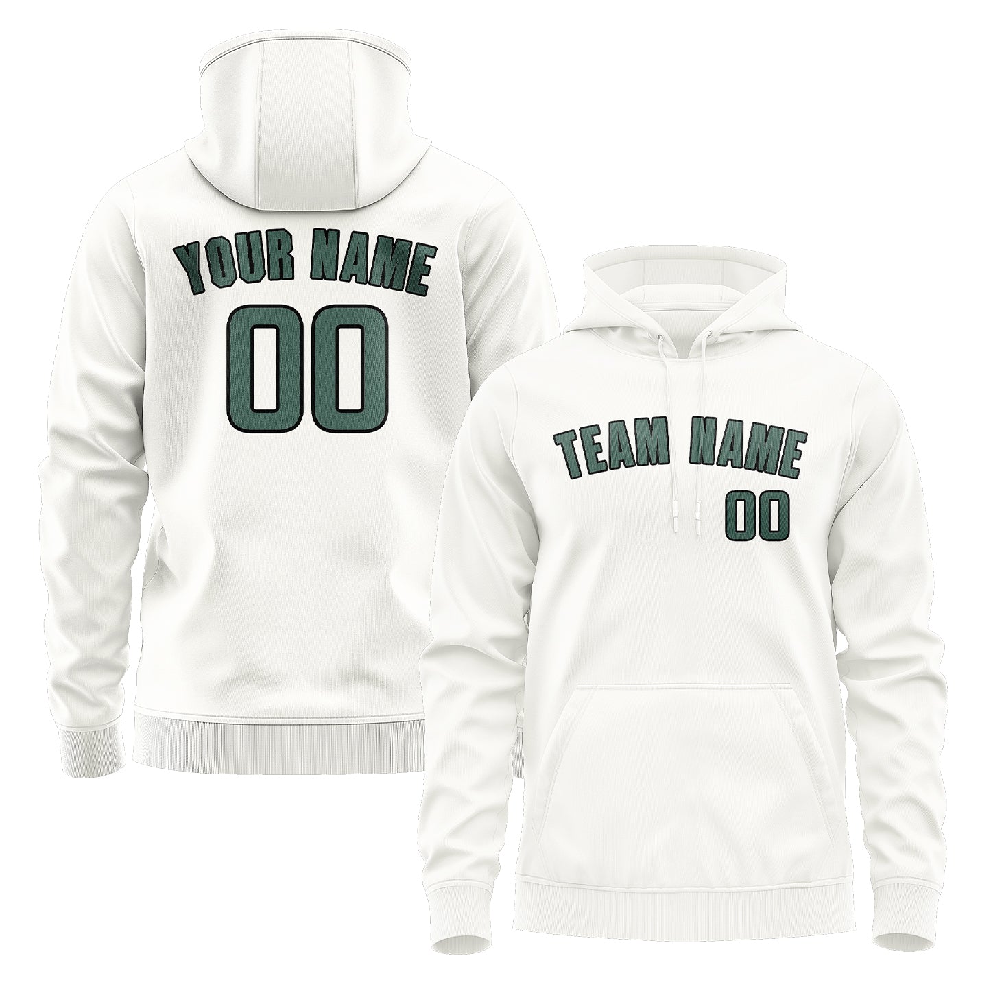 Maßgeschneidertes Weiß Blaugrün Hoodie