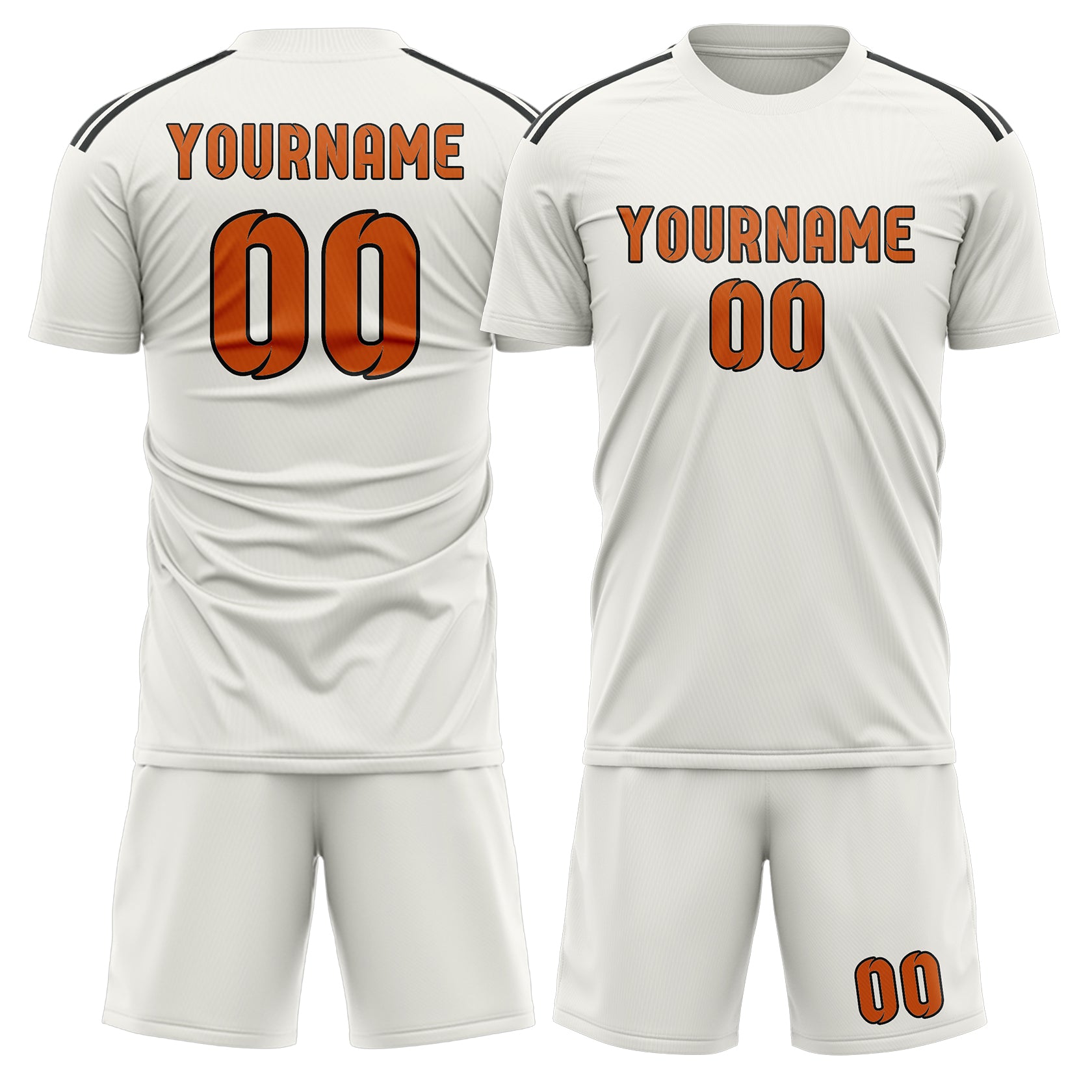 Maßgeschneidertes Professionelles Weiß Orange Fußballtrikot-Set