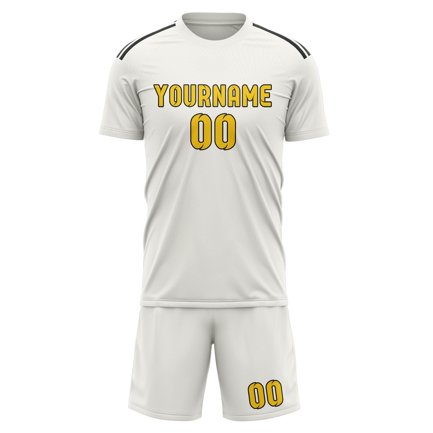 Maßgeschneidertes Professionelles Weiß Gold Fußballtrikot-Set