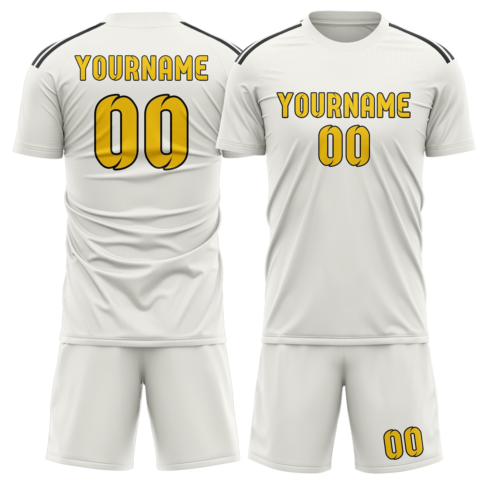 Maßgeschneidertes Professionelles Weiß Gold Fußballtrikot-Set