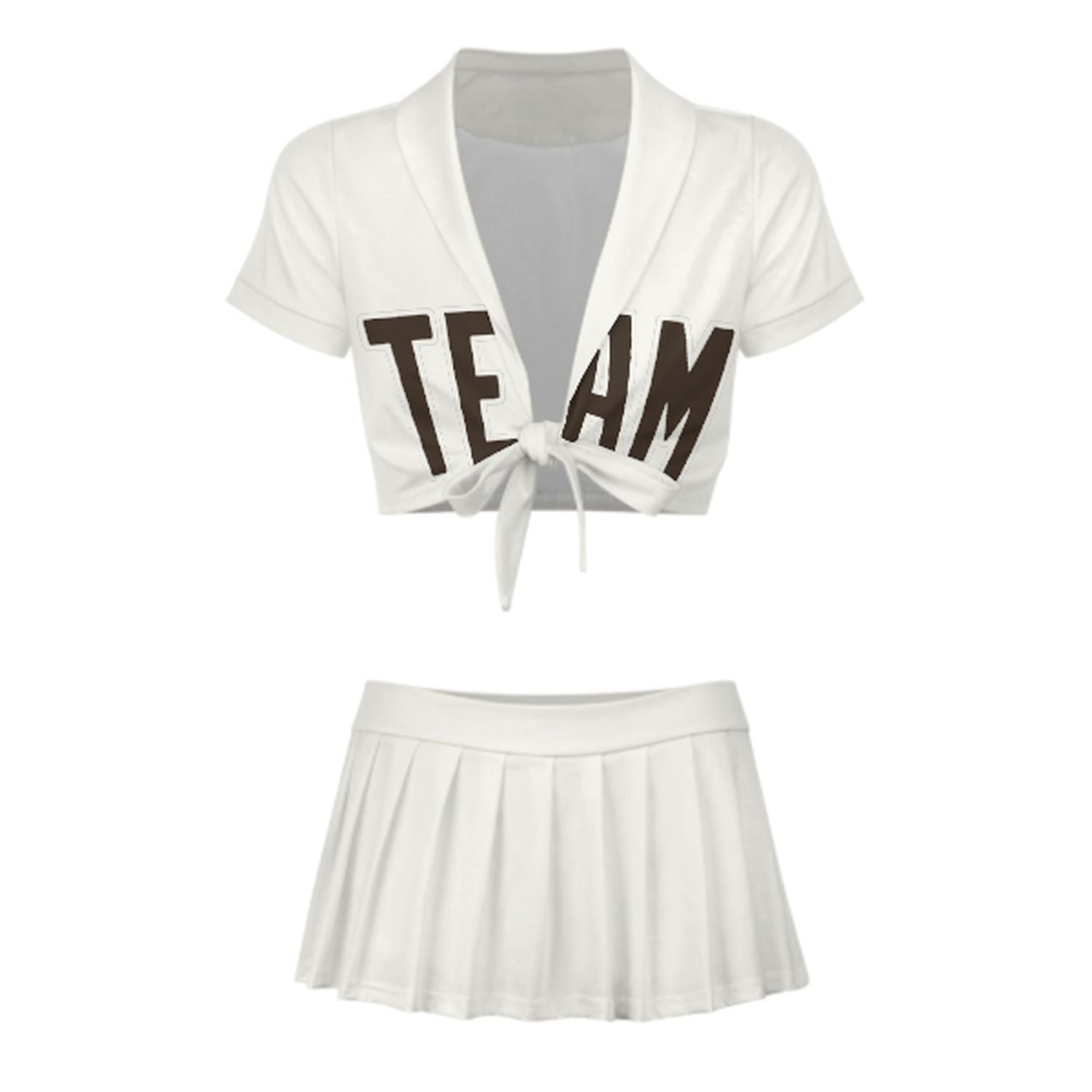 Maßgeschneidertes Weiß Braun Cheerleader Outfit Set