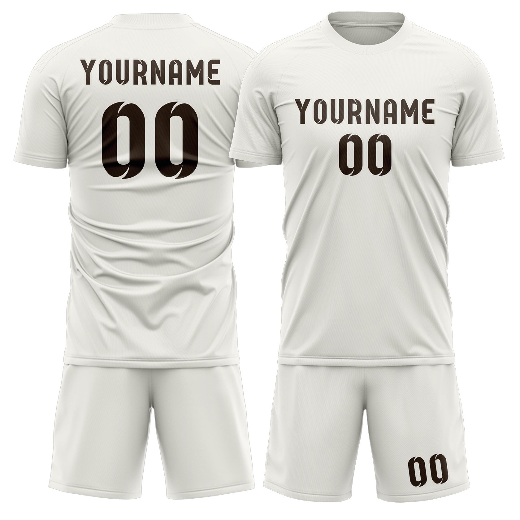 Maßgeschneidertes Professionelles Weiß Braun Fußballtrikot-Set