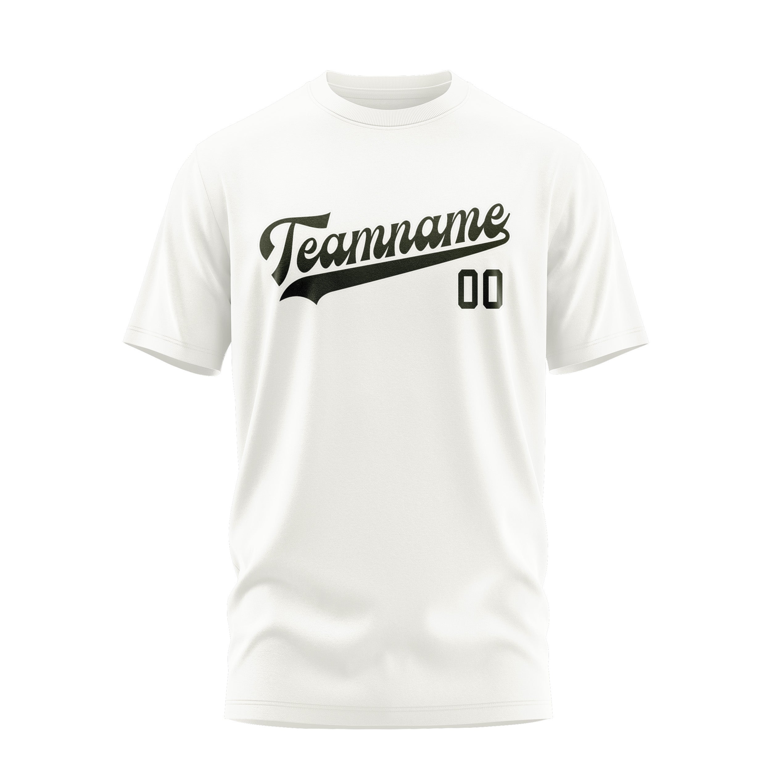 Maßgeschneidertes Weiß Dunkles Oliv T-Shirt