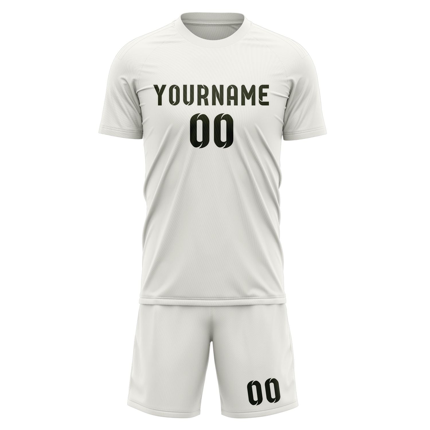 Maßgeschneidertes Professionelles Weiß Dunkles Oliv Fußballtrikot-Set