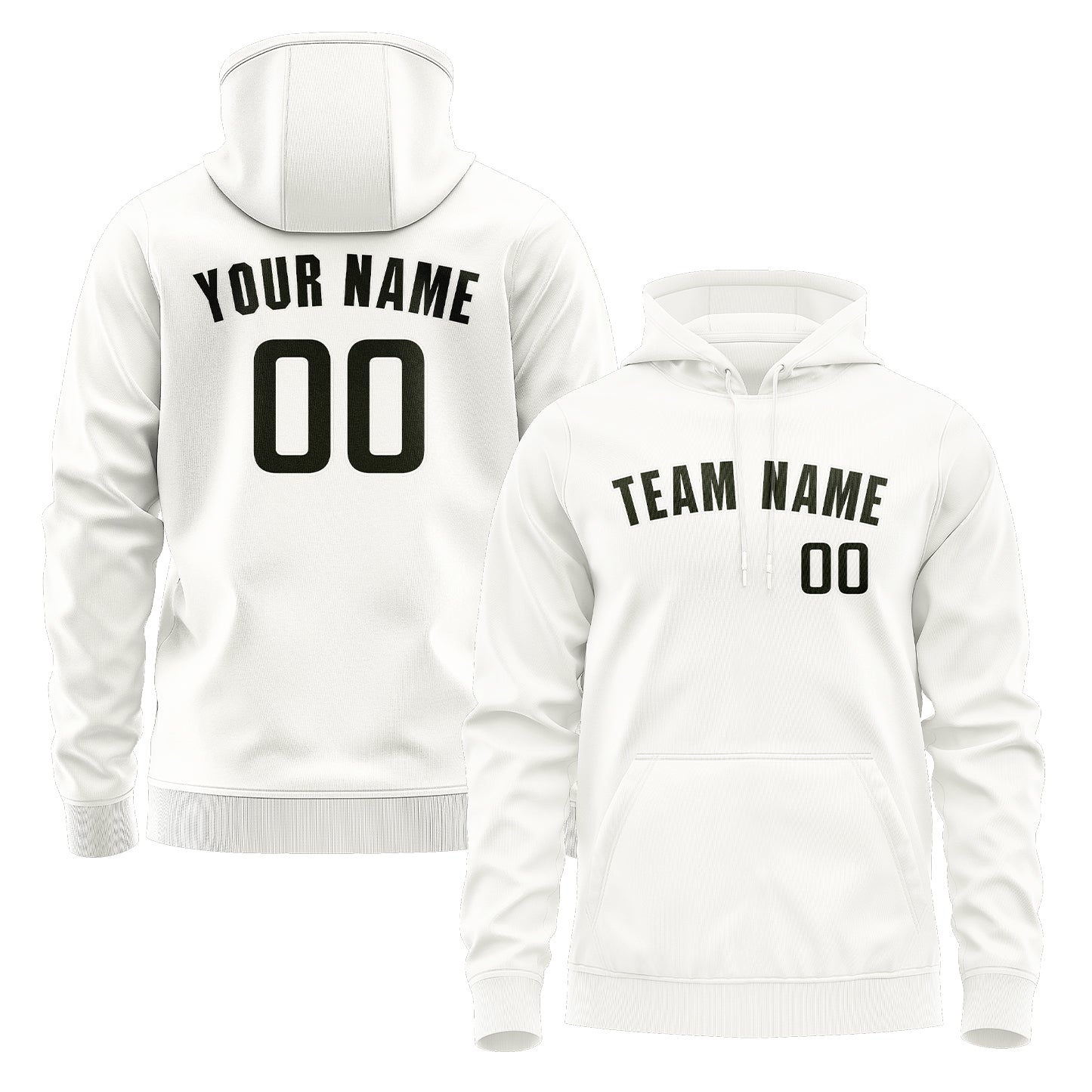 Maßgeschneidertes Weiß Dunkles Oliv Hoodie