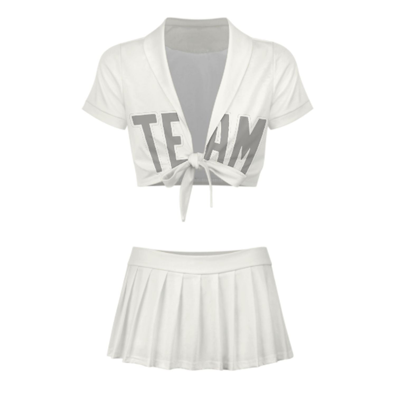 Maßgeschneidertes Weiß Grau Cheerleader Outfit Set