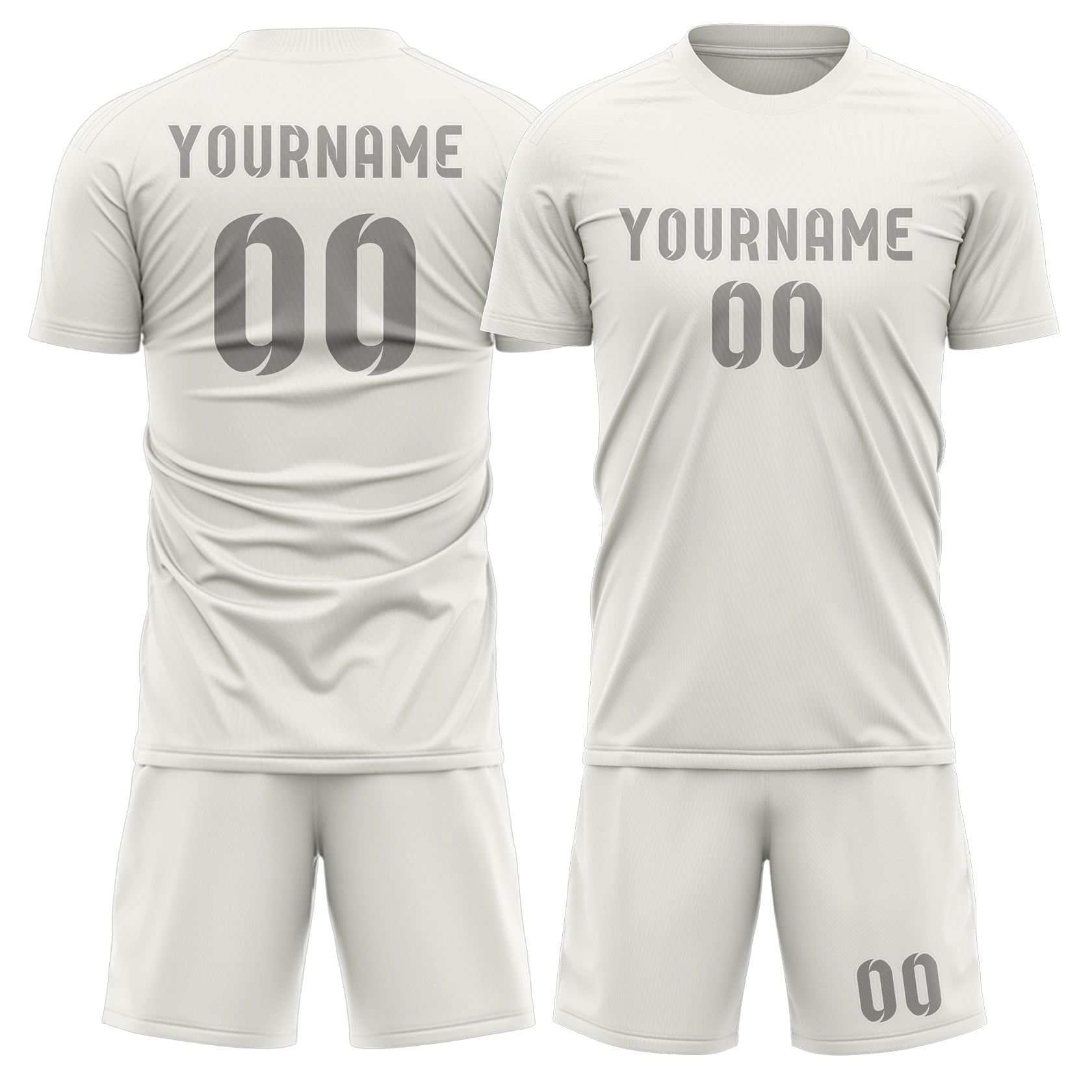 Maßgeschneidertes Professionelles Weiß Grau Fußballtrikot-Set