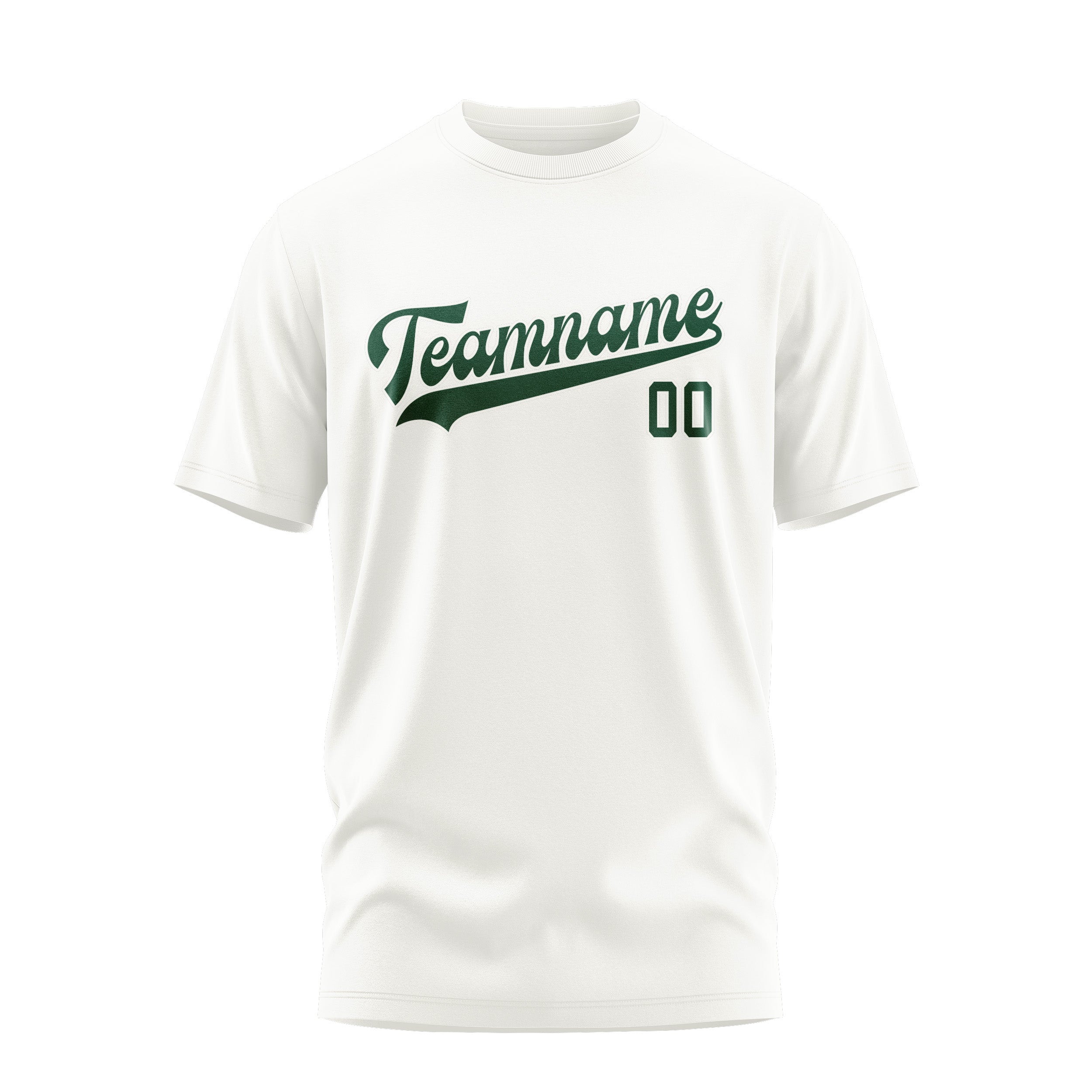 Maßgeschneidertes Weiß Moosgrün T-Shirt