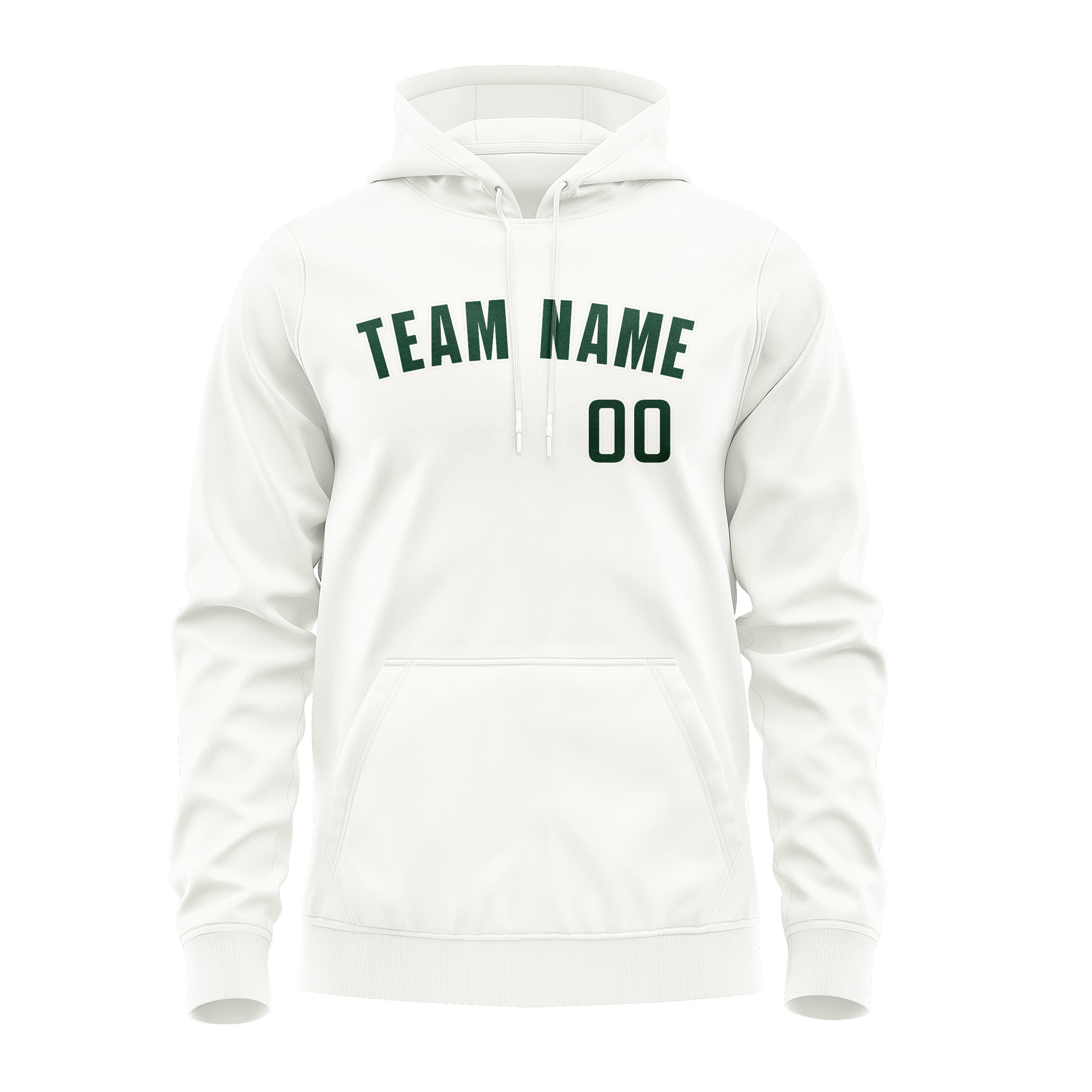 Maßgeschneidertes Weiß Moosgrün Hoodie