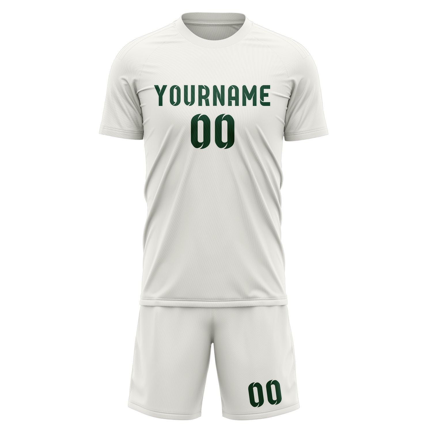 Maßgeschneidertes Professionelles Weiß Moosgrün Fußballtrikot-Set