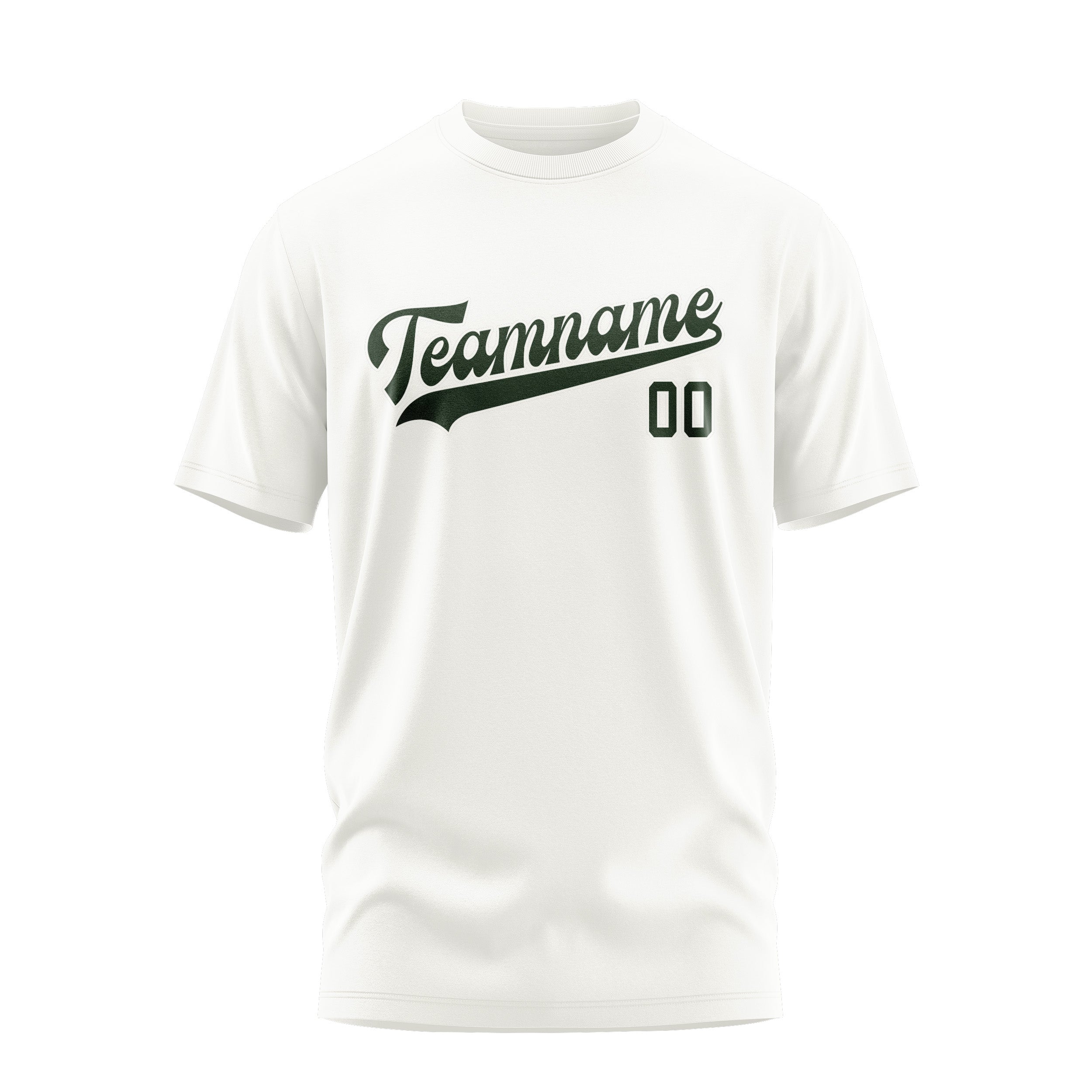 Maßgeschneidertes Weiß Tannengrün T-Shirt