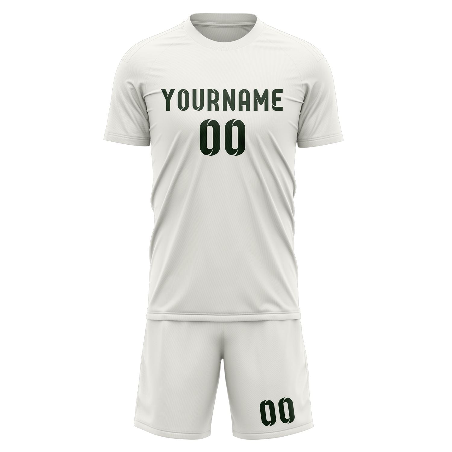 Maßgeschneidertes Professionelles Weiß Tannengrün Fußballtrikot-Set
