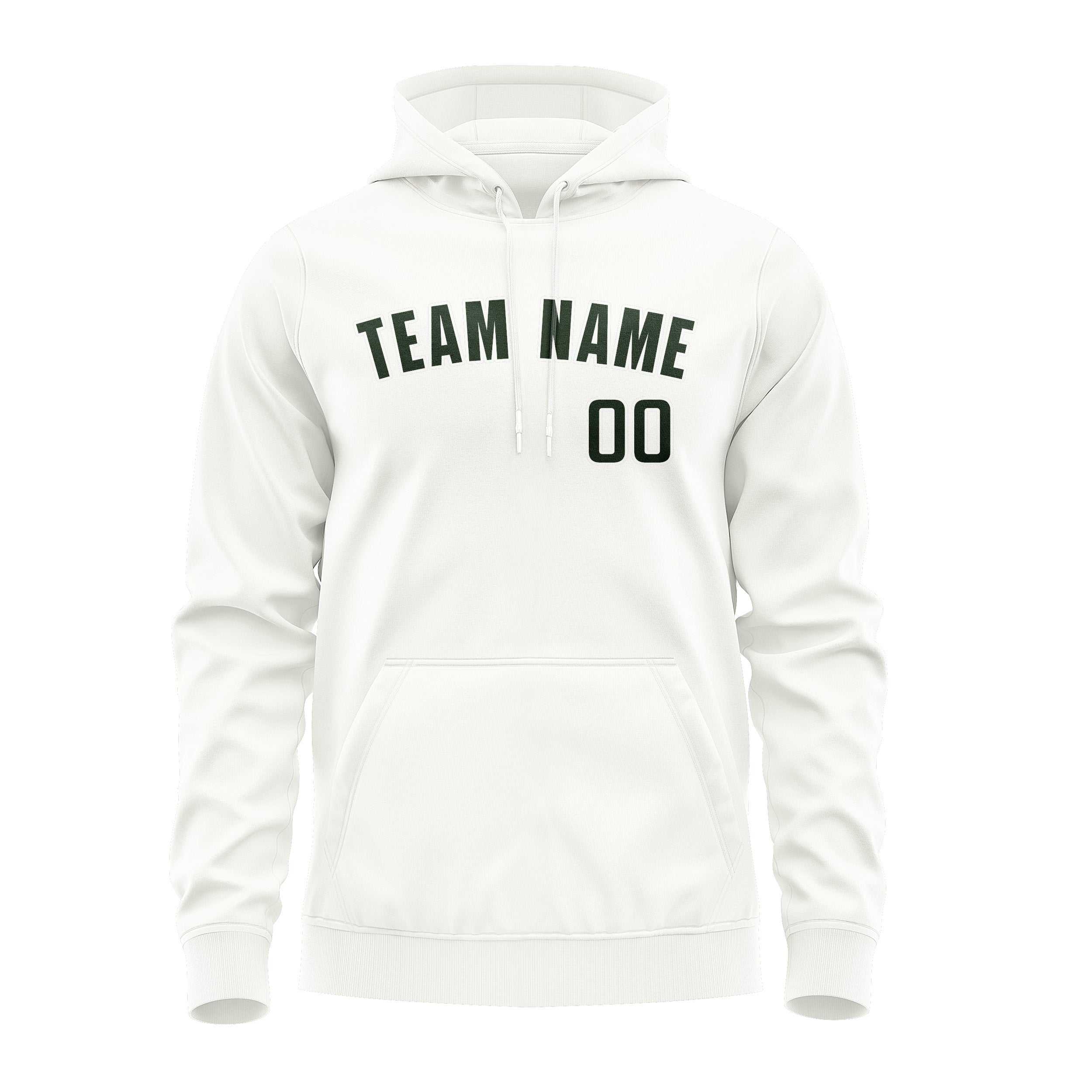 Maßgeschneidertes Weiß Tannengrün Hoodie