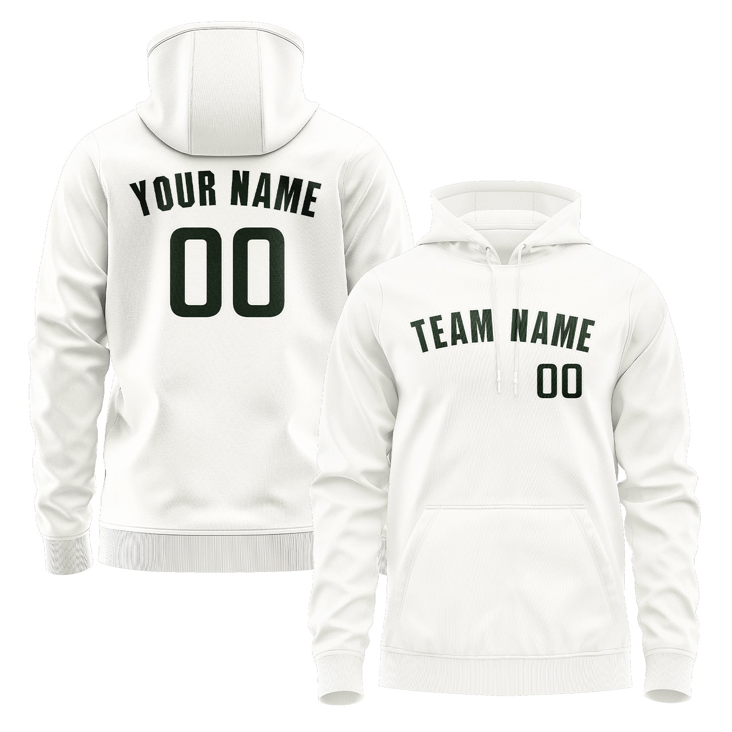 Maßgeschneidertes Weiß Tannengrün Hoodie