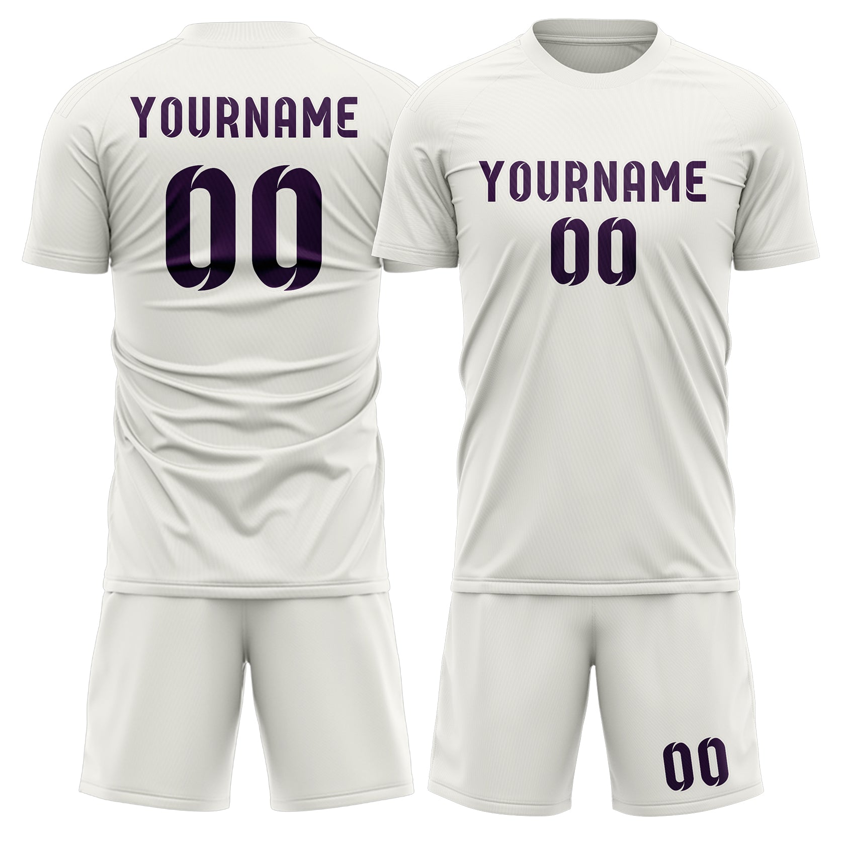 Maßgeschneidertes Professionelles Weiß Lila Fußballtrikot-Set