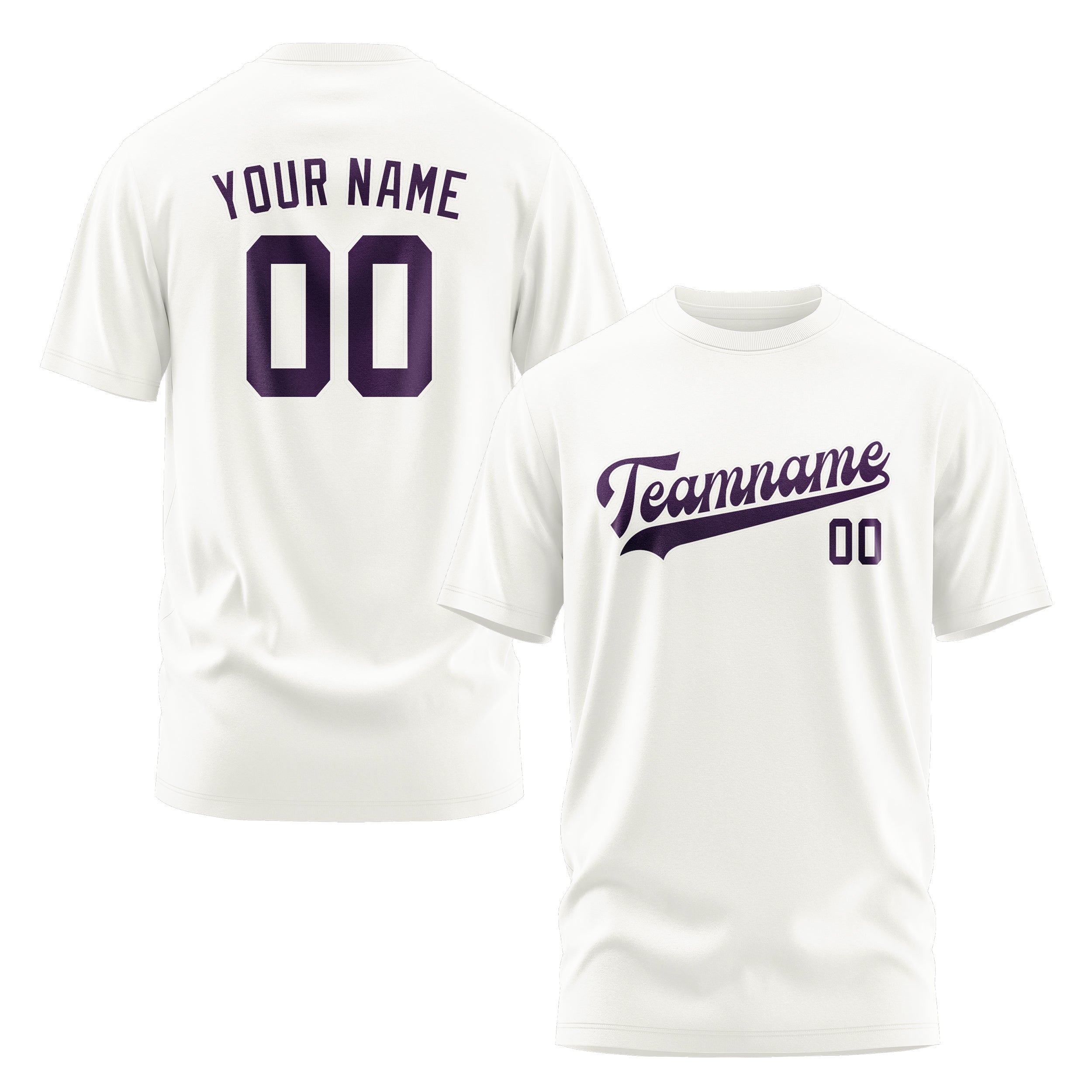Maßgeschneidertes Weiß Lila T-Shirt