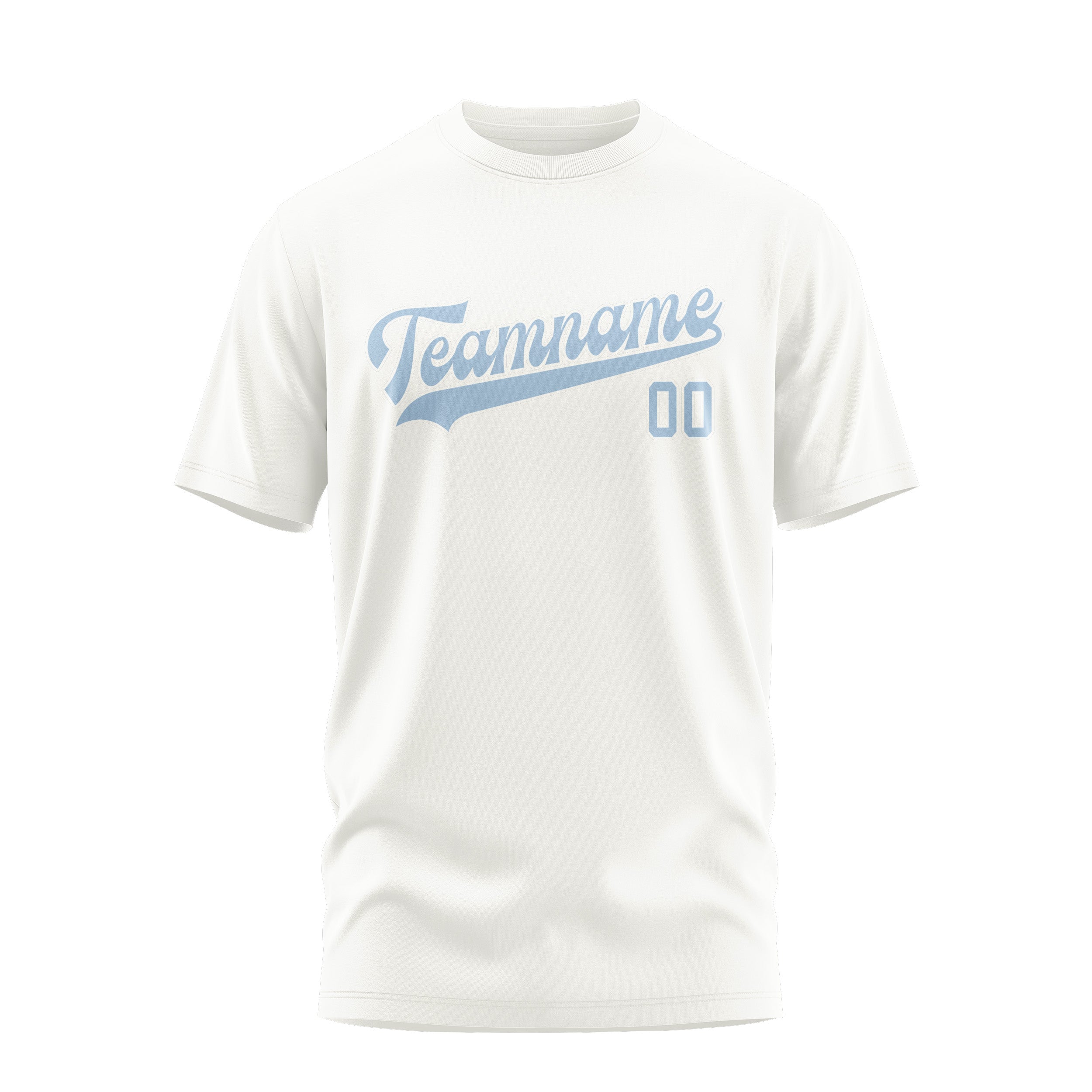 Maßgeschneidertes Weiß Hellblau T-Shirt